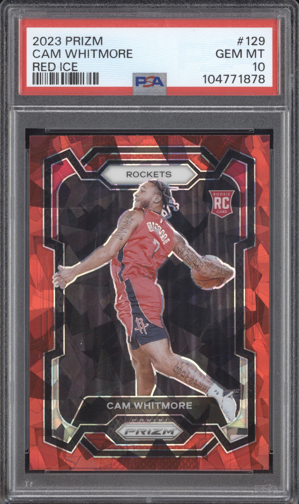 Cam Whitmore 2023-24 Panini Prizm 129 Red Ice RC PSA 10