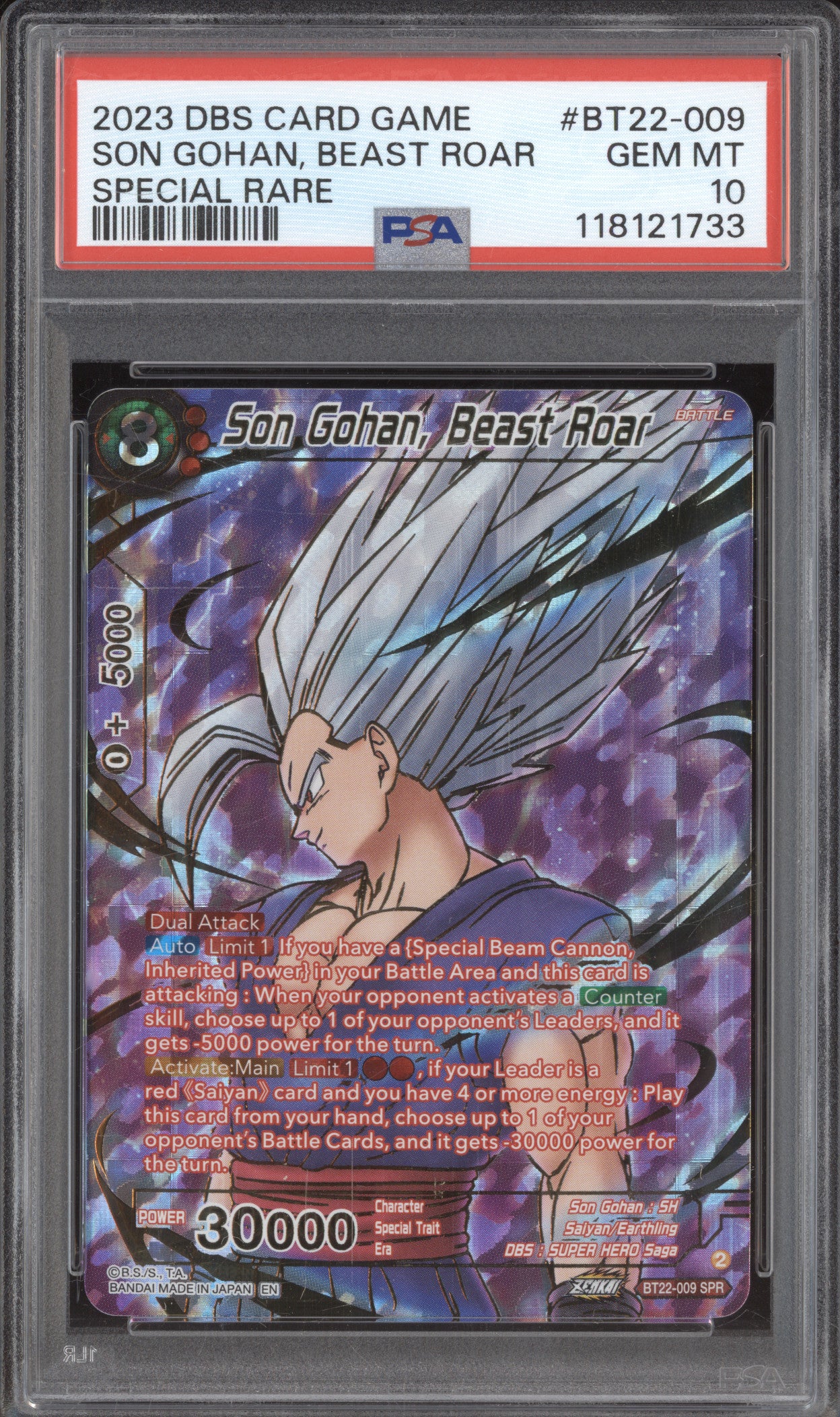 Son Gohan, Beast Roar 2024 DBS Critical Blow BT22-009 Special Rare PSA 10