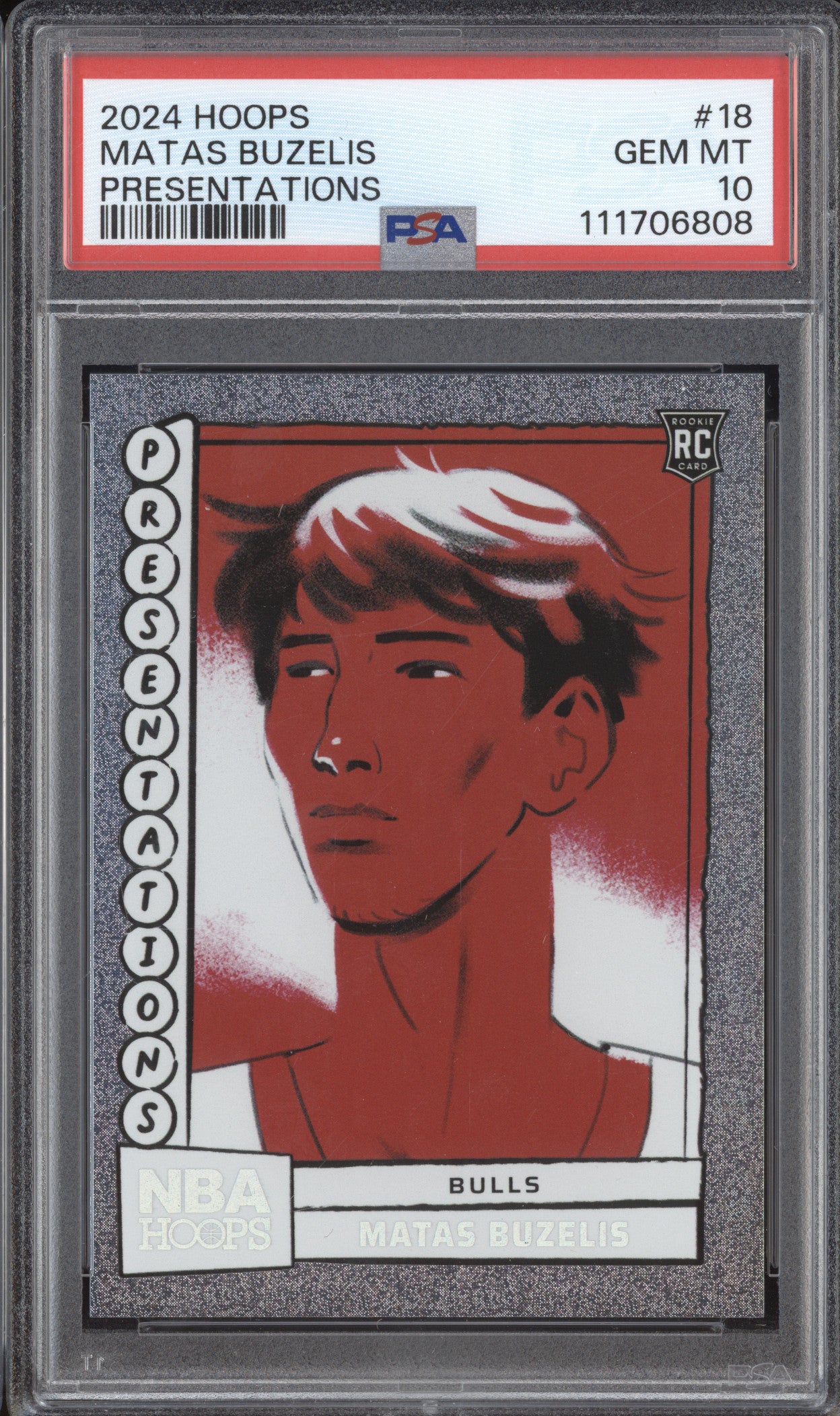 Matas Buzelis 2024-25 Panini Hoops 18 Presentations RC PSA 10