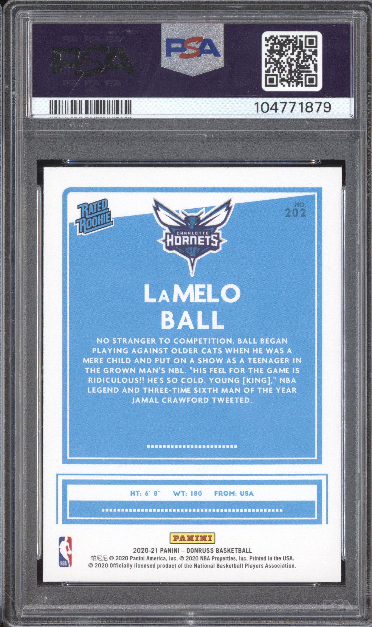 LaMelo Ball 2020-21 Panini Donruss 202 Green Yellow Laser RC PSA 9