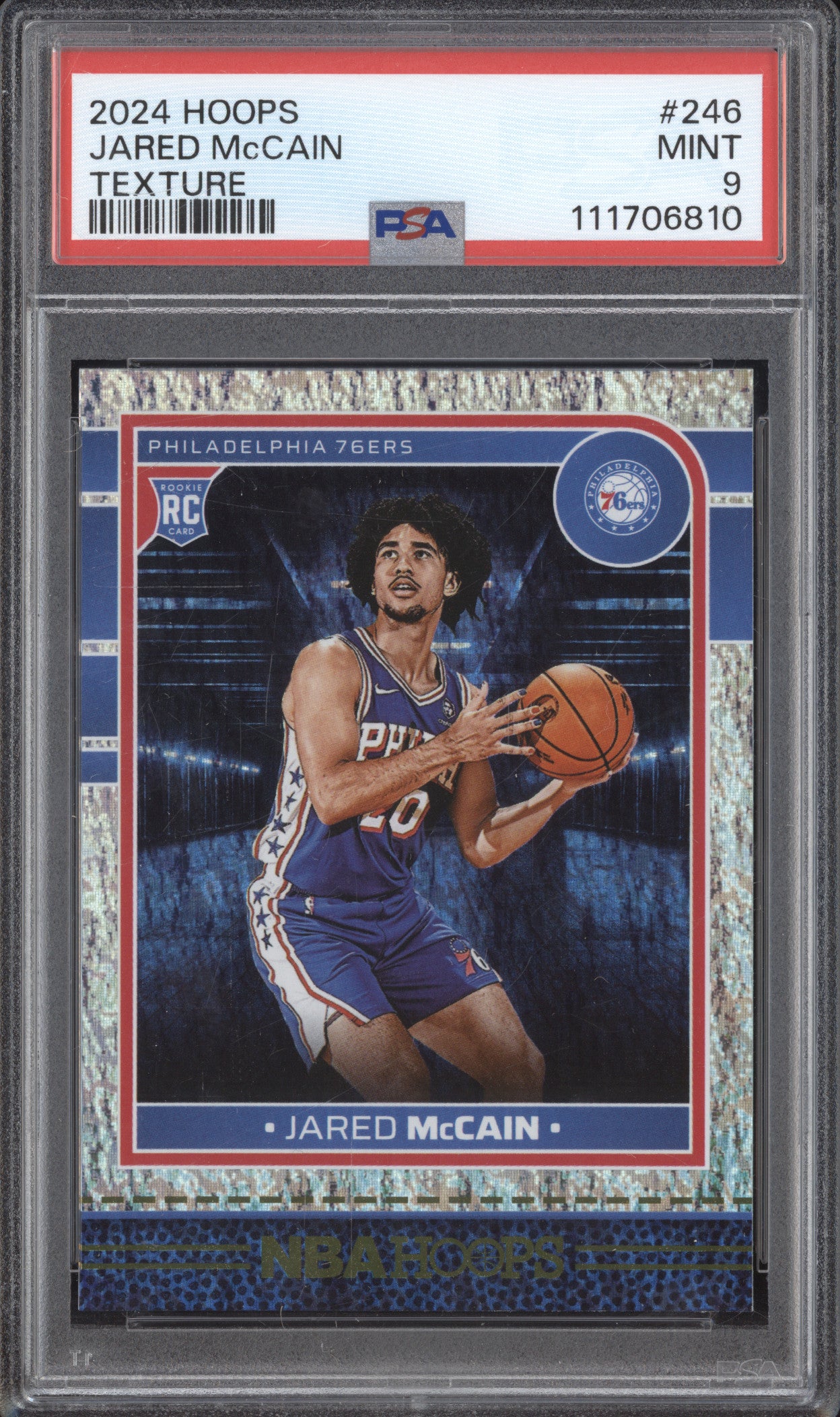 Jared McCain 2024-25 Panini Hoops 246 Texture RC PSA 9