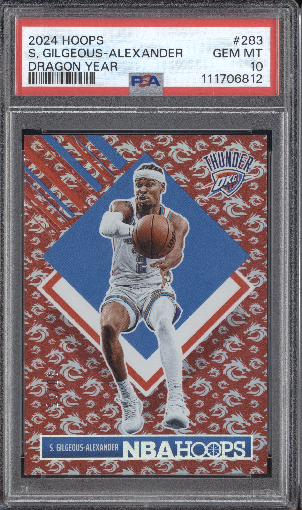 Shai Gilgeous-Alexanders 2024-25 Panini Hoops 283 Dragon Year 30/75 PSA 10