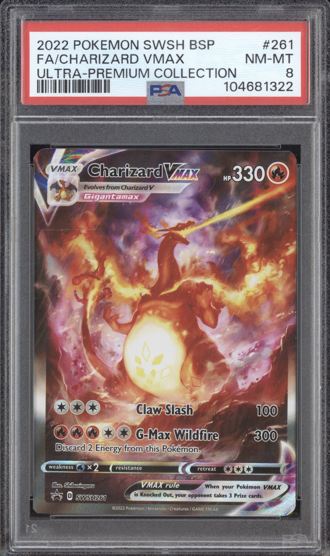 Charizard VMax 2022 Pokemon Sword & Shield Promos SWSH261 Full Art PSA 8