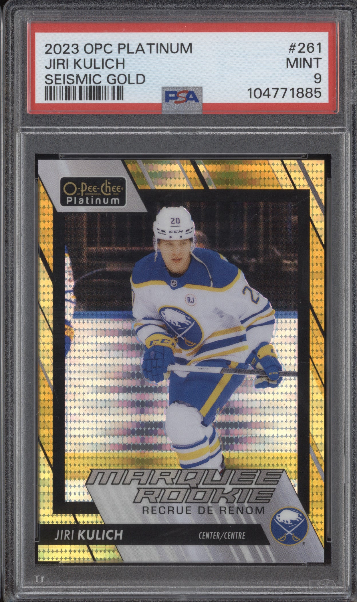 Jiri Kulich 2023-24 O-Pee-Chee Platinum 261 Seismic Gold RC 22/50 PSA 9
