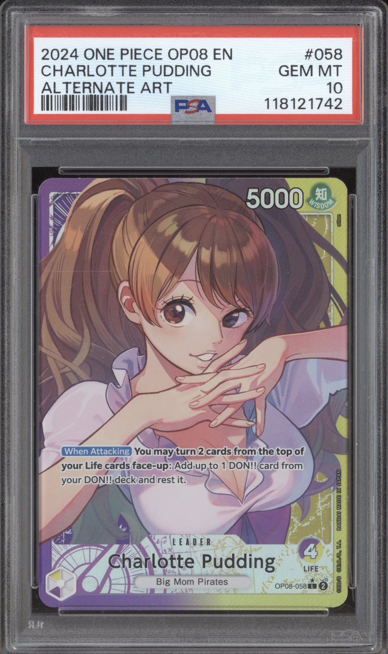 Charlotte Pudding 2024 One Piece Two Legends OP08-058 Alternate Art PSA 10