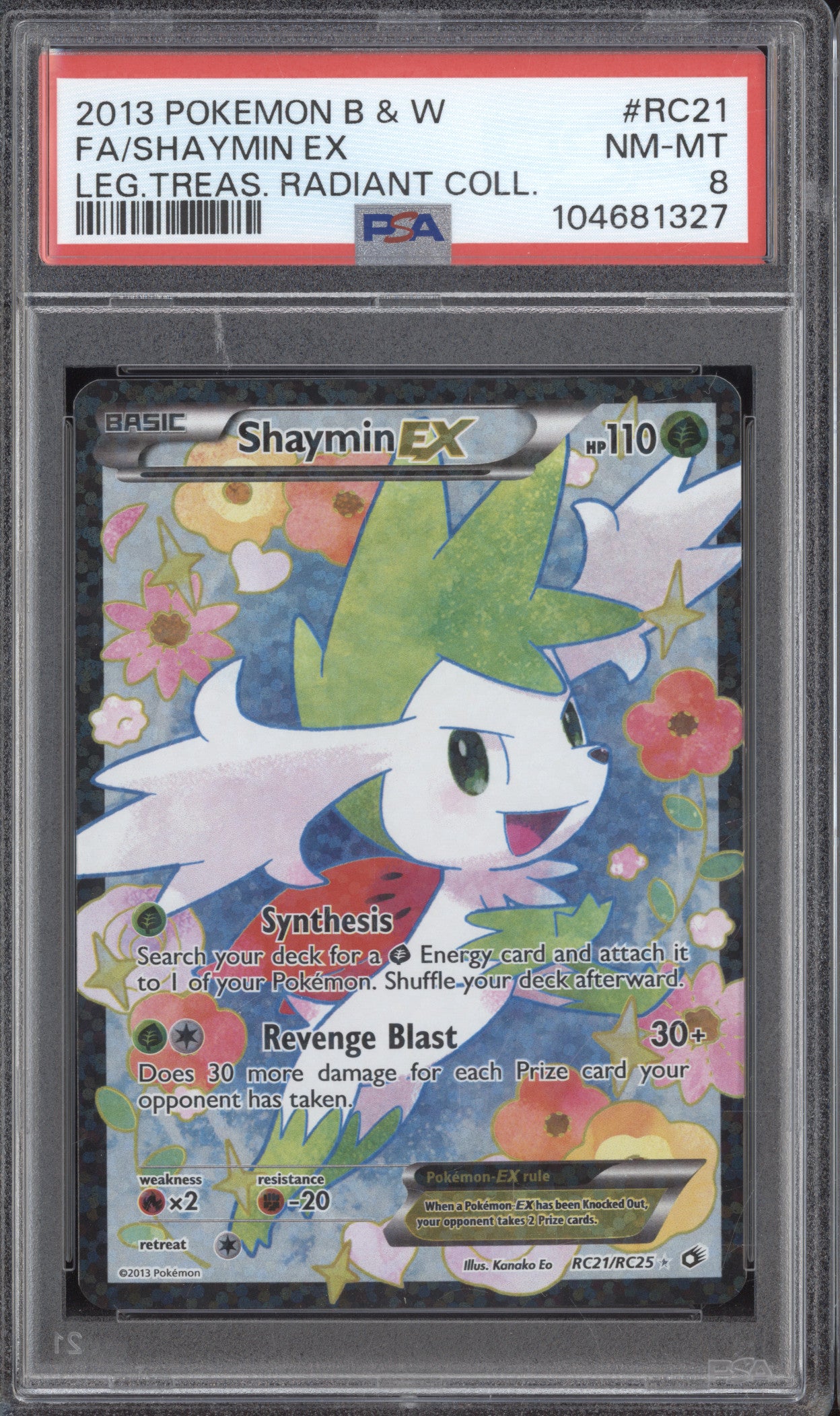 Shaymin EX 2013 Pokemon Radiant Collection RC21/RC25 Full Art PSA 8