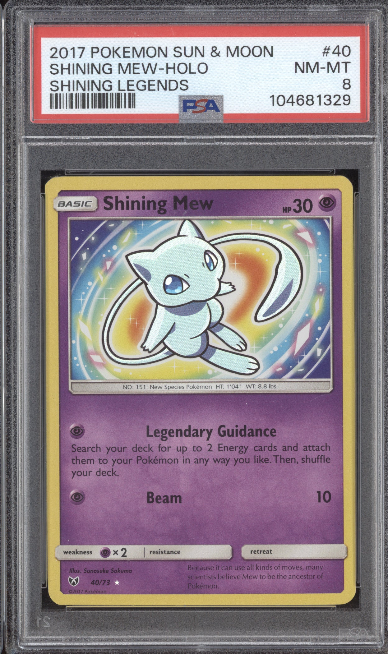 Shining Mew 2017 Pokemon Shining Legends 40/73 Holo PSA 8