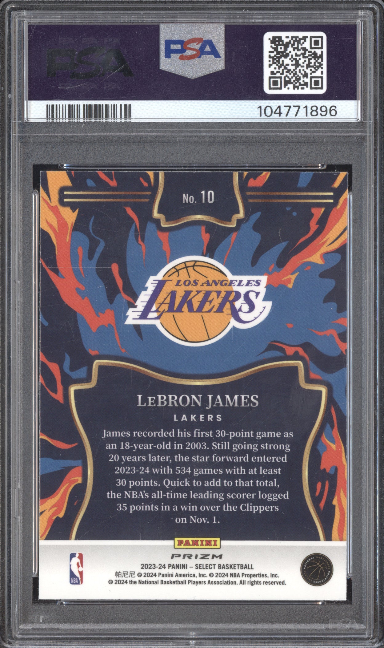 LeBron James 2023-24 Panini Select 10 En Fuego Silver PSA 10