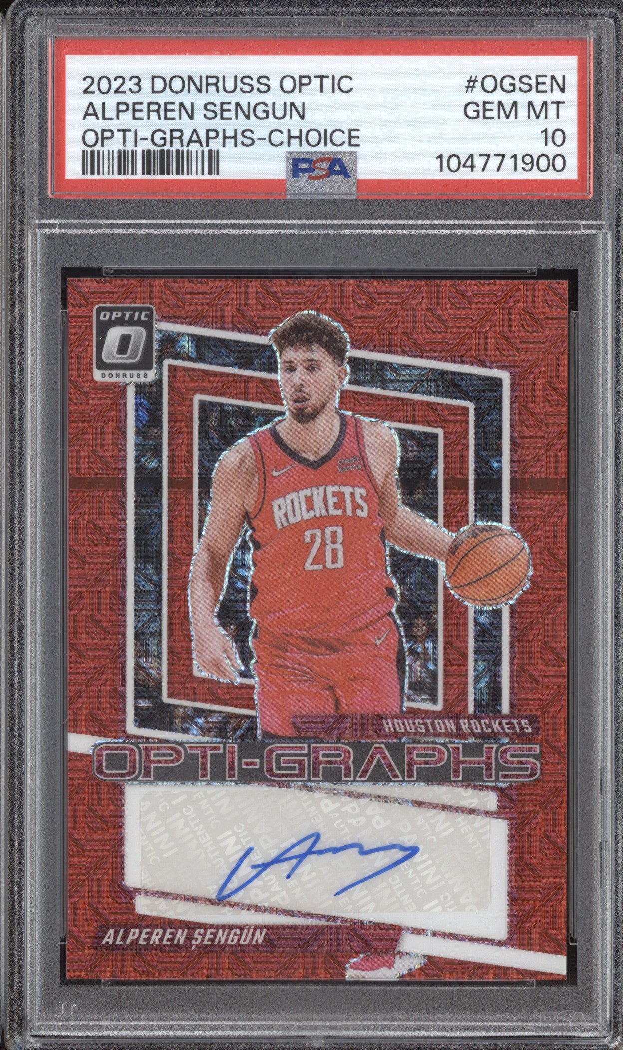 Alperen Sengun 2023-24 Panini Donruss Optic OG-SEN Opti-Graphs Choice PSA 10