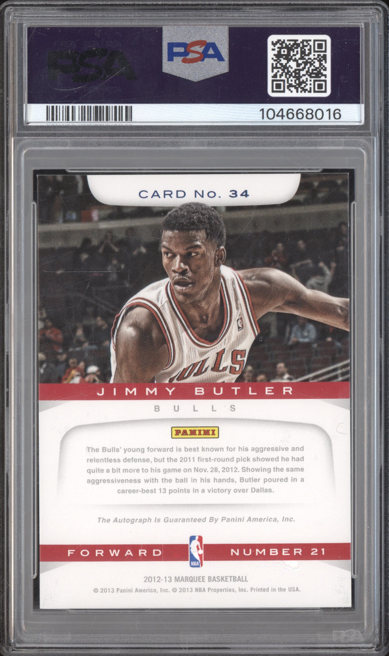 Jimmy Butler 2012-13 Panini Marquee 34 Rookie Signatures RC PSA 8/9