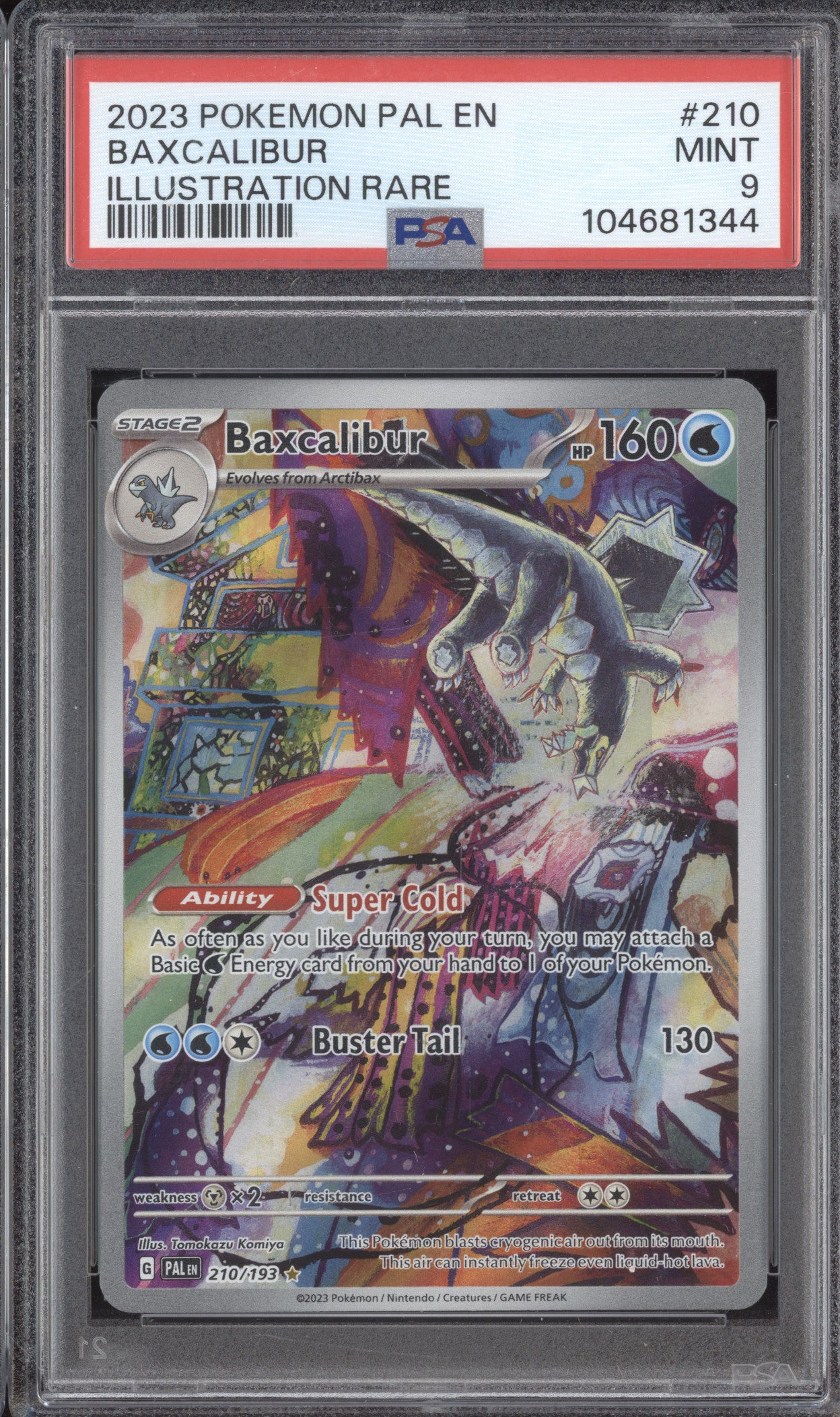 Baxcalibur 2023 Pokemon Paldea Evolved 210/193 Illustration Rare PSA 9