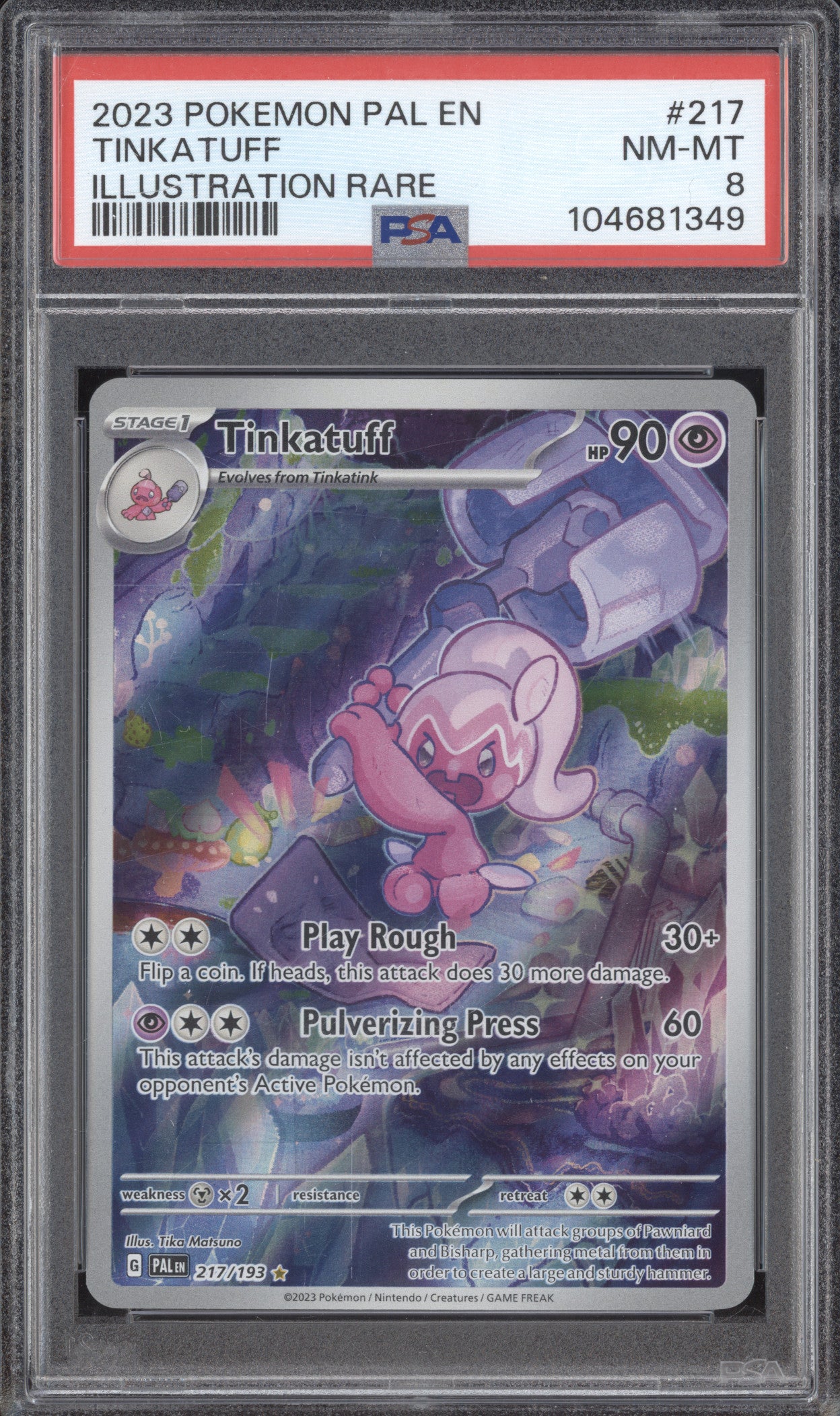 Tinkatuff 2023 Pokemon Paldea Evolved 217/193 Illustration Rare PSA 8