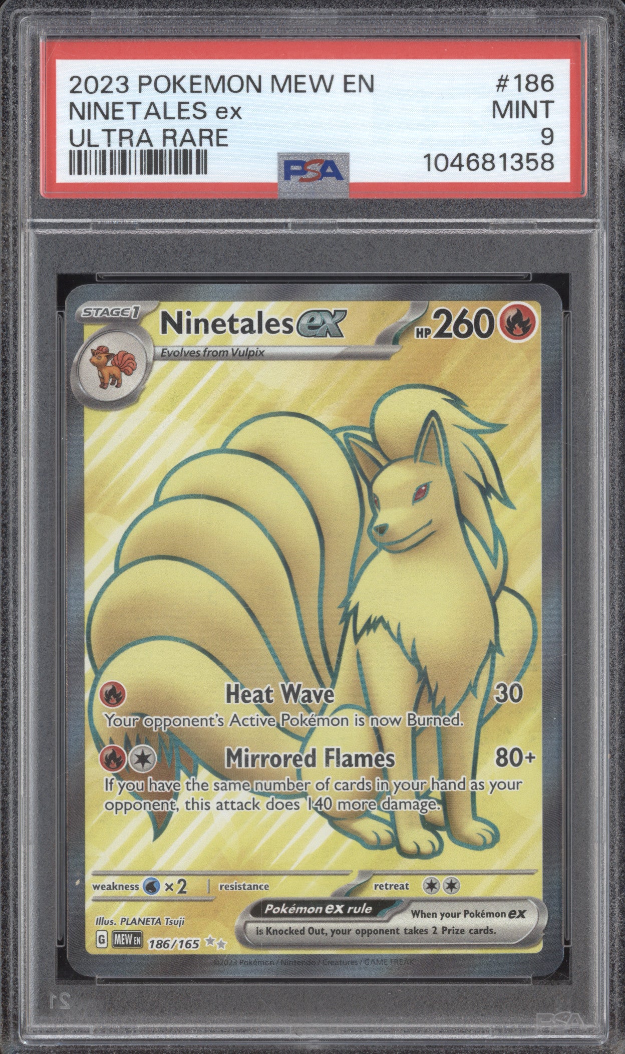 Ninetales ex 2023 Pokemon 151 186/165 Ultra Rare PSA 9