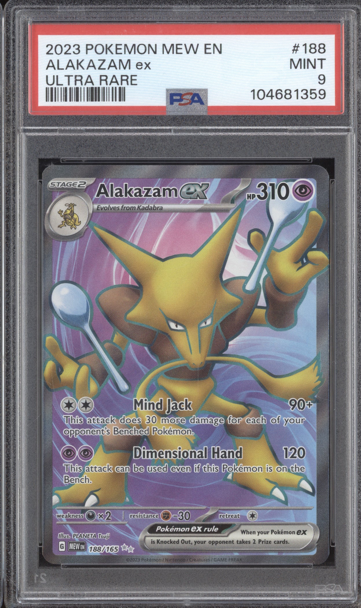 Alakazam ex 2023 Pokemon 151 188/165 Ultra Rare PSA 9
