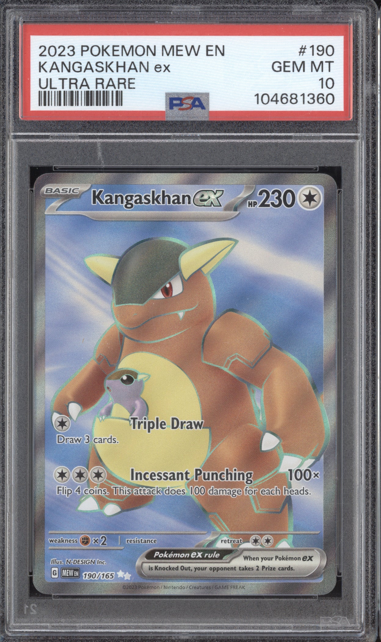 Kangaskhan ex 2023 Pokemon 151 190/165 Ultra Rare PSA 10
