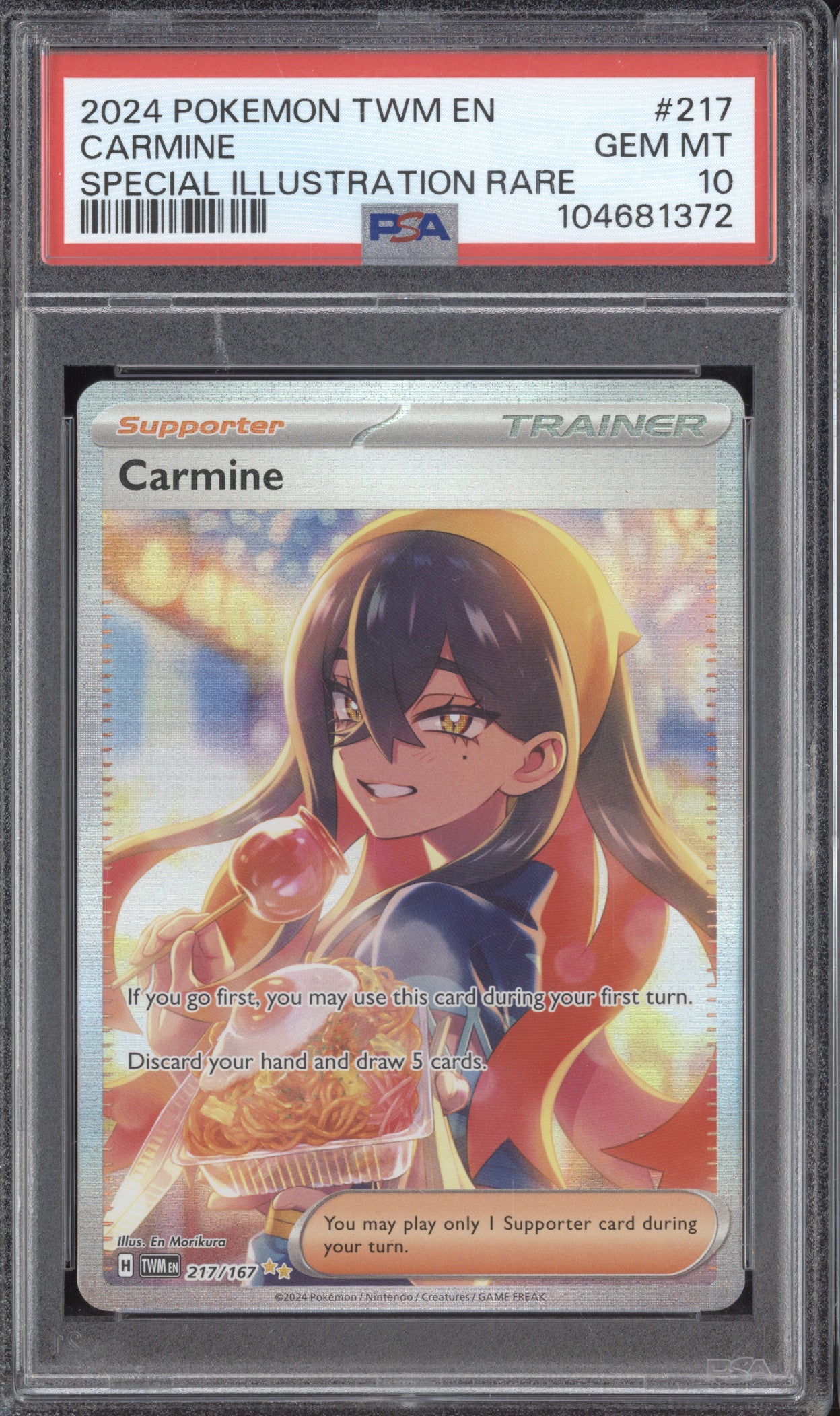 Carmine 2024 Pokemon Twilight Masquerade 217/167 SIR PSA 10