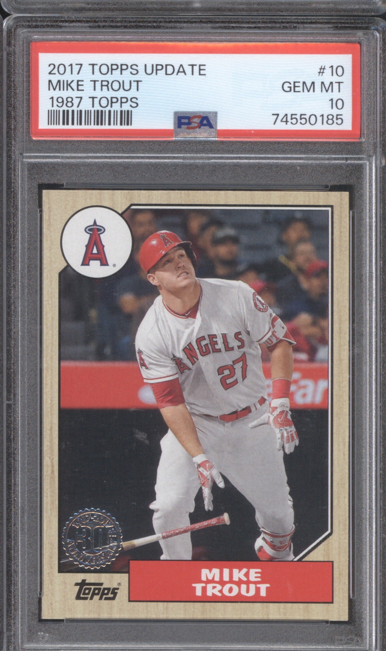 Mike Trout 2017 Topps Update 10 1987 Baseball 30th Anniversary PSA 10