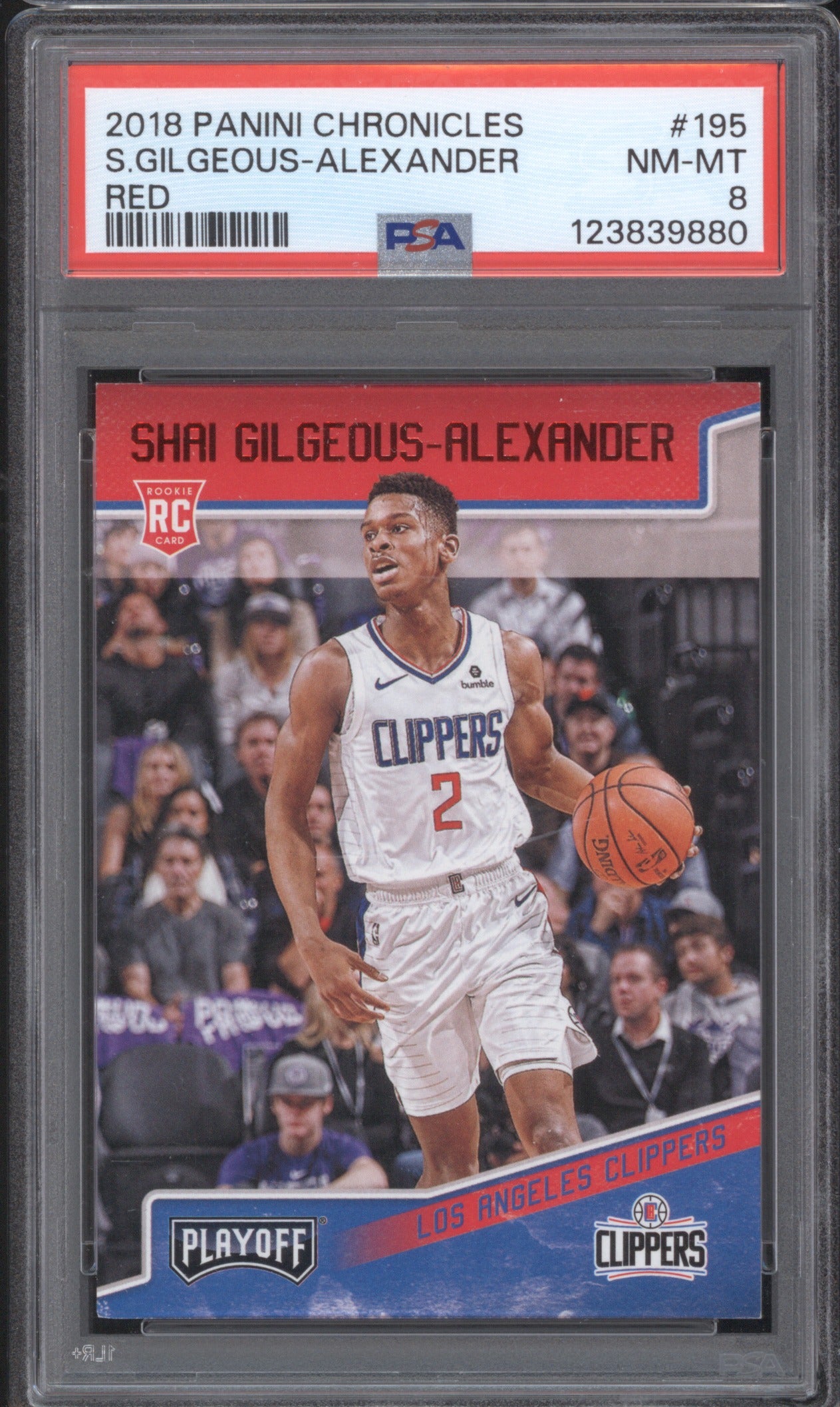 Shai Gilgeous-Alexander 2018 Panini Chronicles 195 Red RC /149 PSA 8