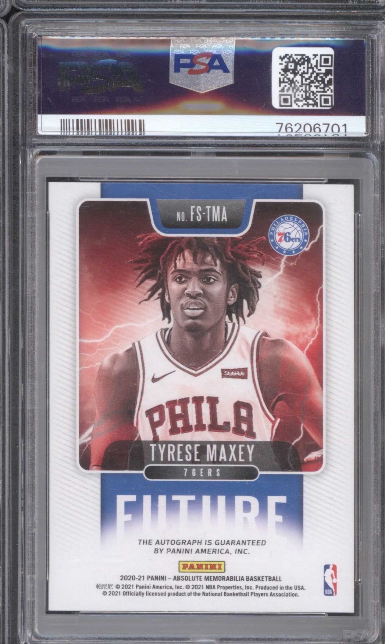 Tyrese Maxey 2020 Panini Absolute Memorabilia FSTMA Future Signatures RC /10 PSA 8