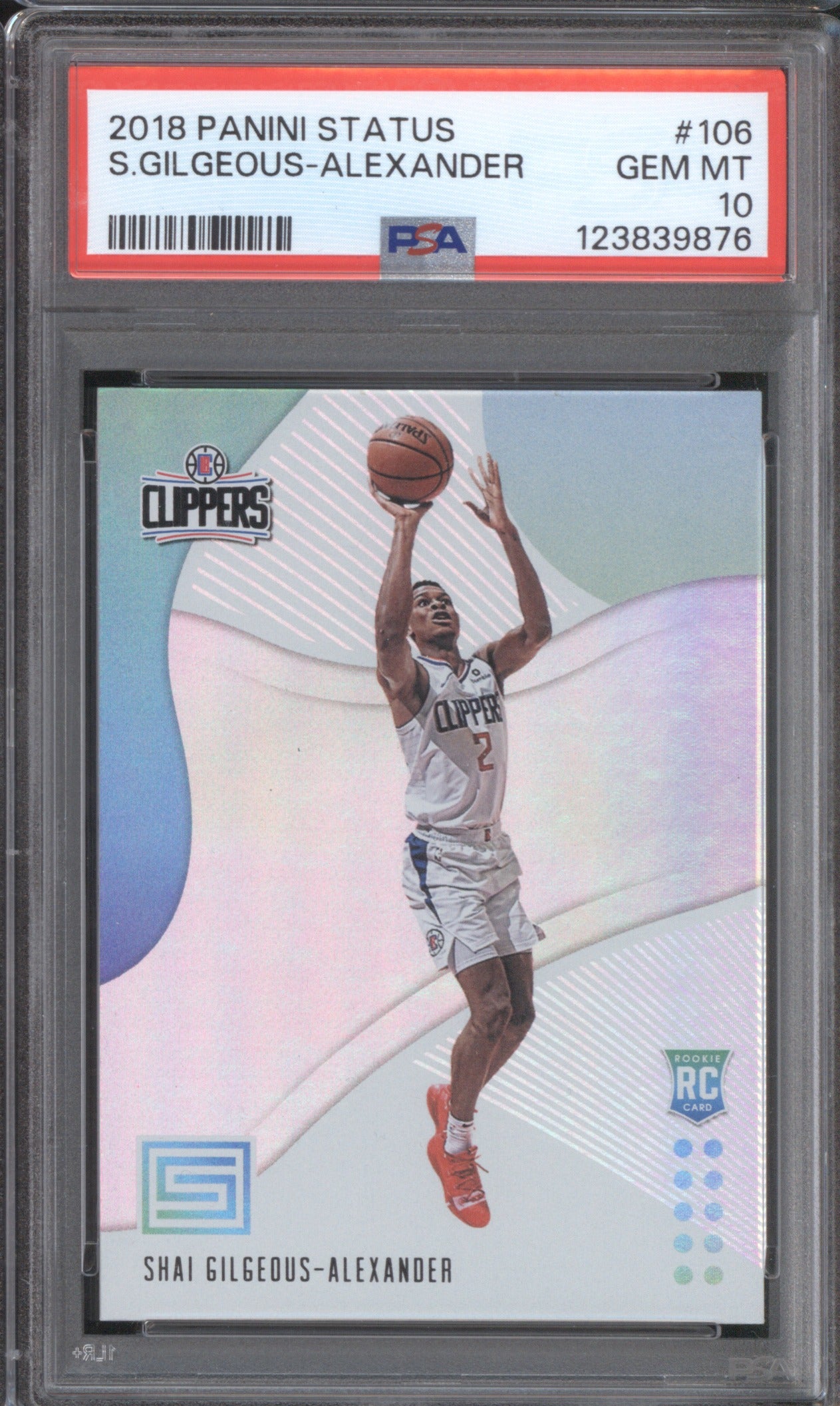 Shai Gilgeous-Alexander 2018 Panini Status 106 Rookies PSA 10