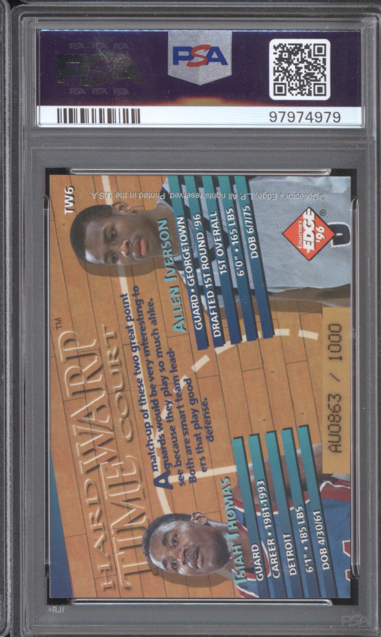 Allen Iverson,Isiah Thomas 1996 Collector's Edge Time Warp TW6 Gold