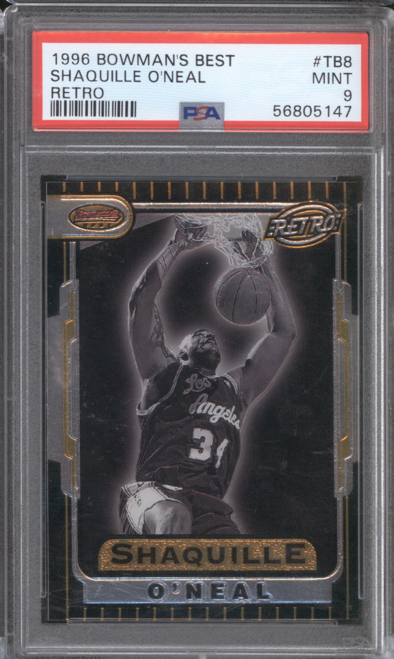 Shaquille O'Neal 1996 Bowman's Best TB8 Retro PSA 9 Retro