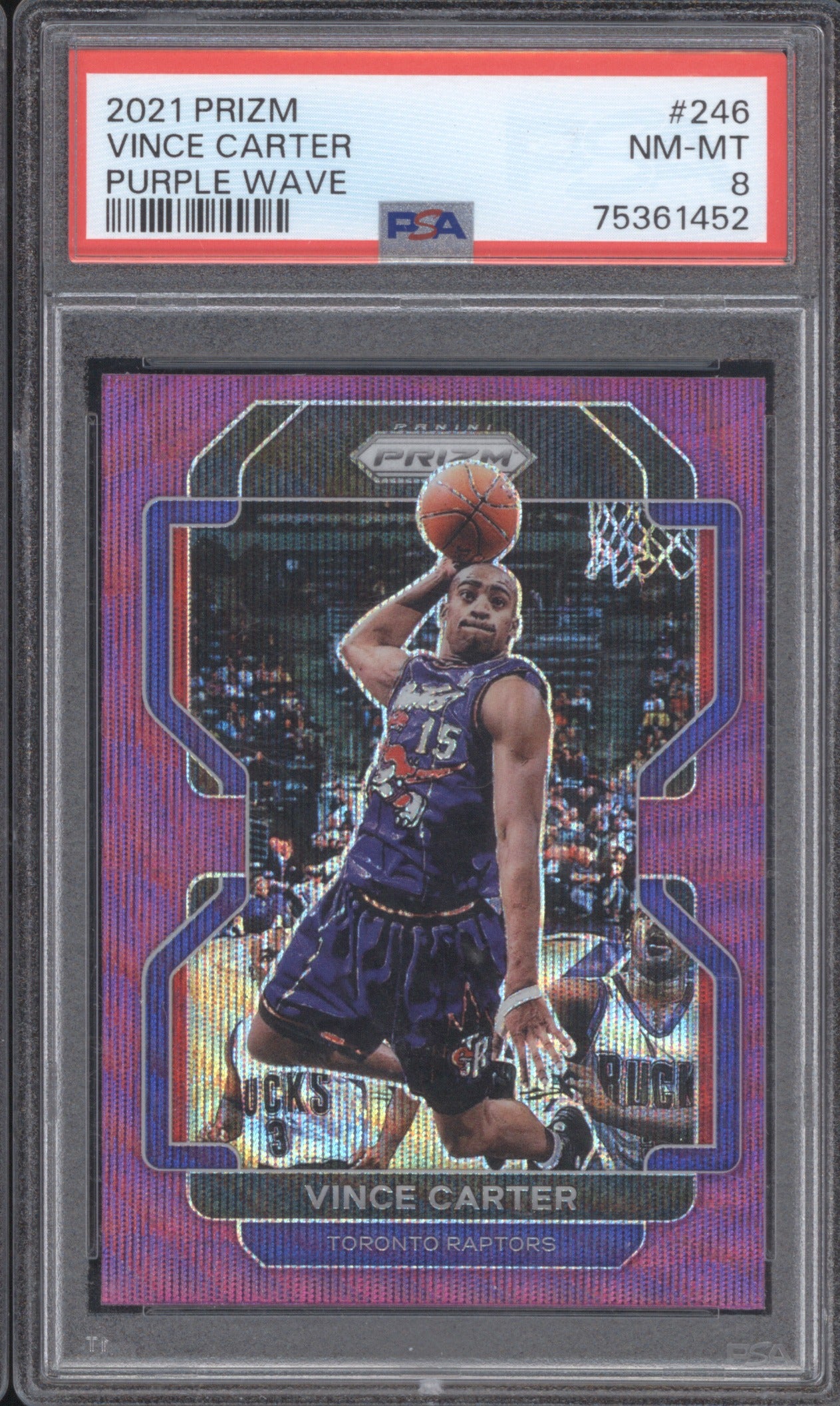 Vince Carter 2021 Panini Prizm #246 PSA 8 Purple Wave