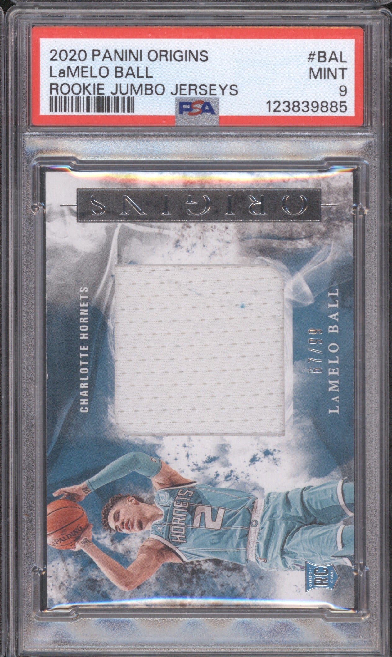 LaMelo Ball 2020 Panini Origins RJJ-BAL Rookie Jumbo Jerseys PSA 9 /99