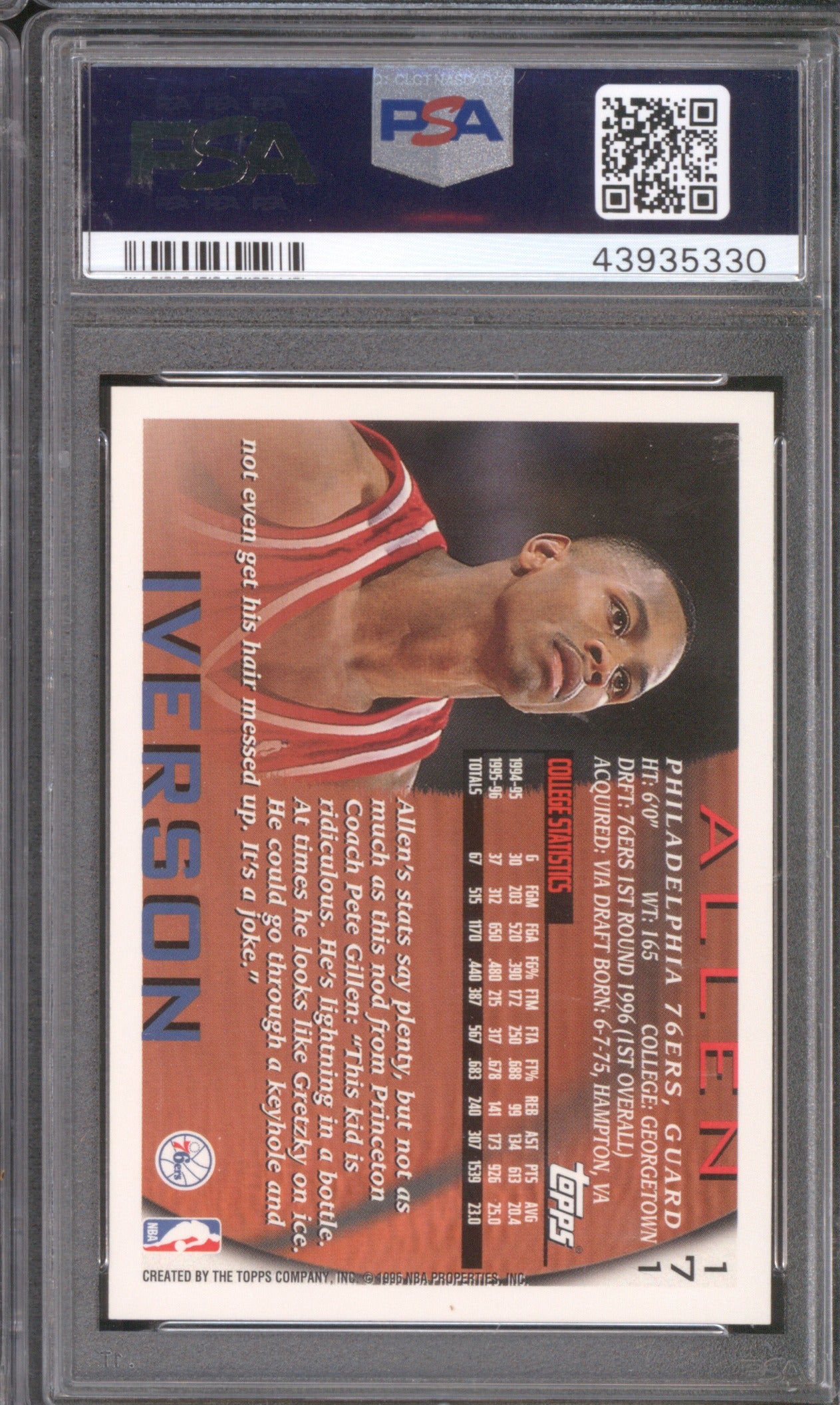 Allen Iverson 1996 Topps 1996 171 GEM MT 10