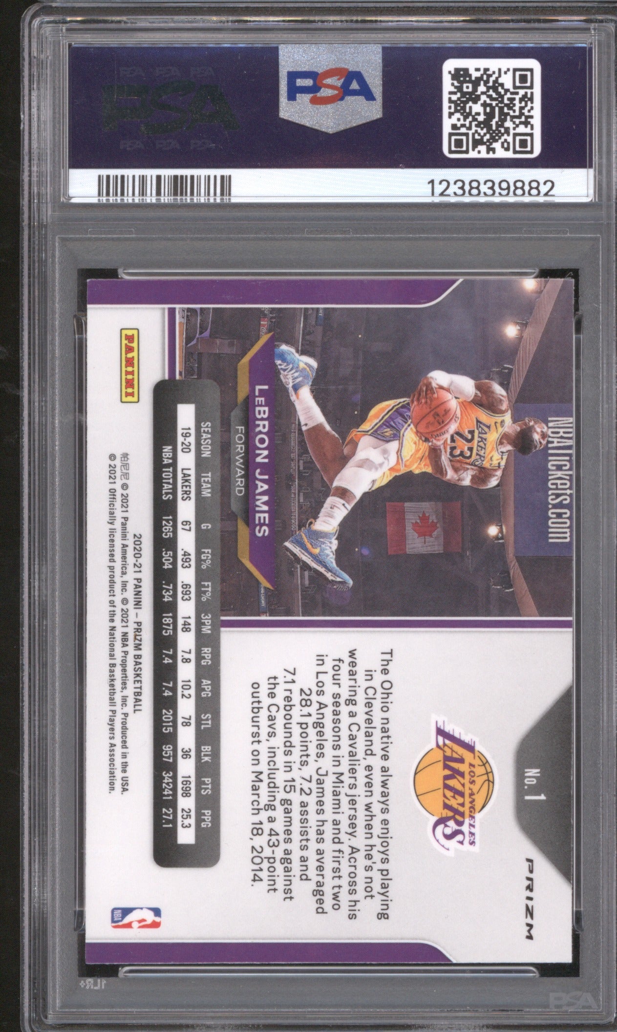 LeBron James 2020 Panini Prizm 1 PSA 9 Red/White/Blue Prizm