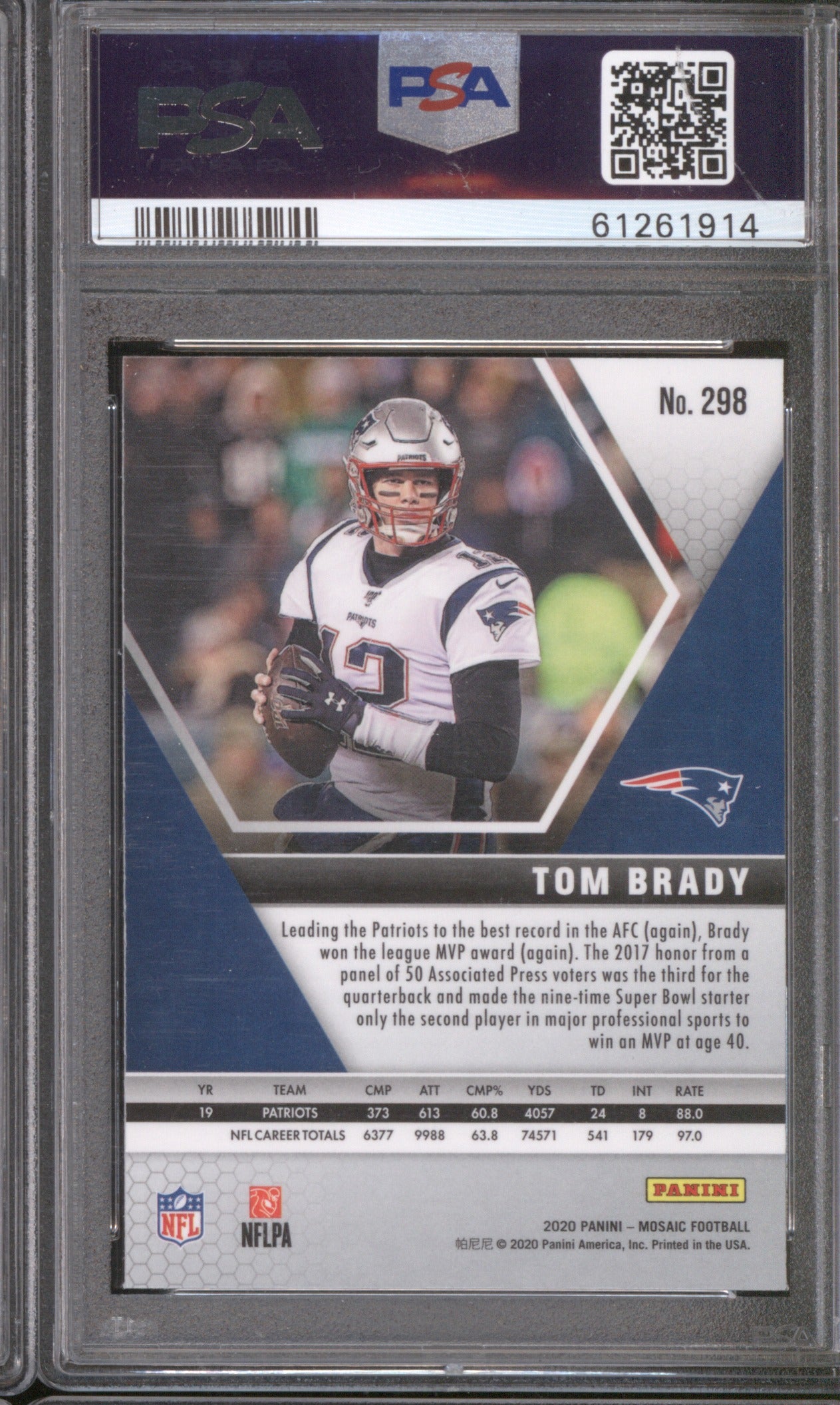 Tom Brady 2020 Panini Mosaic 298 MVPs PSA 10