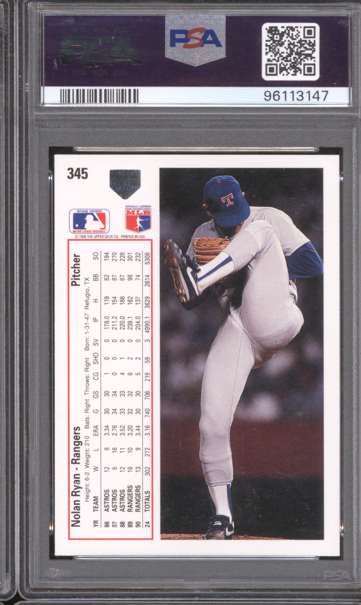 Nolan Ryan 1991 Upper Deck 345 PSA 10
