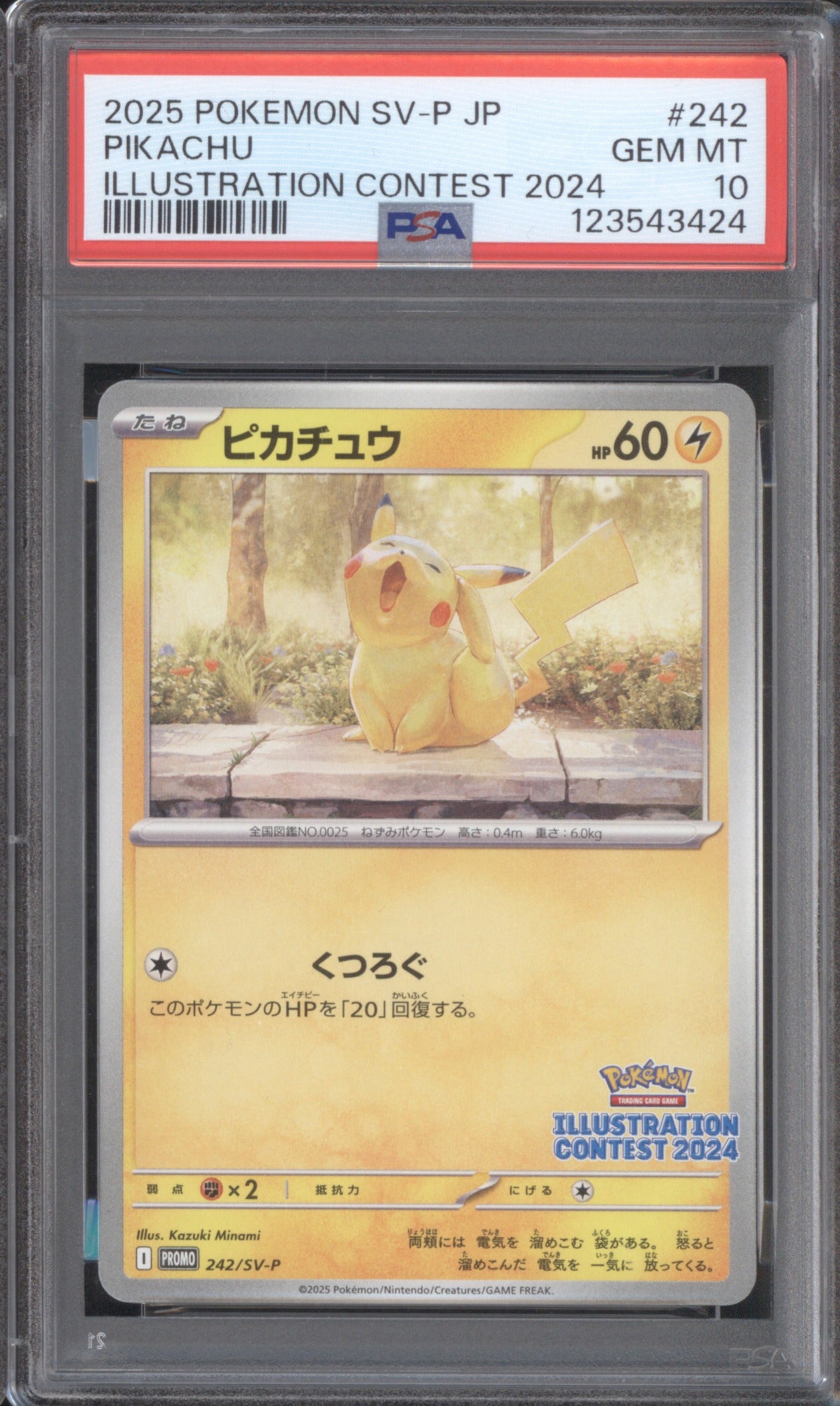 Pikachu JP 2025 Pokemon Illustration Contest Promo 2024 242/SV-P PSA 10