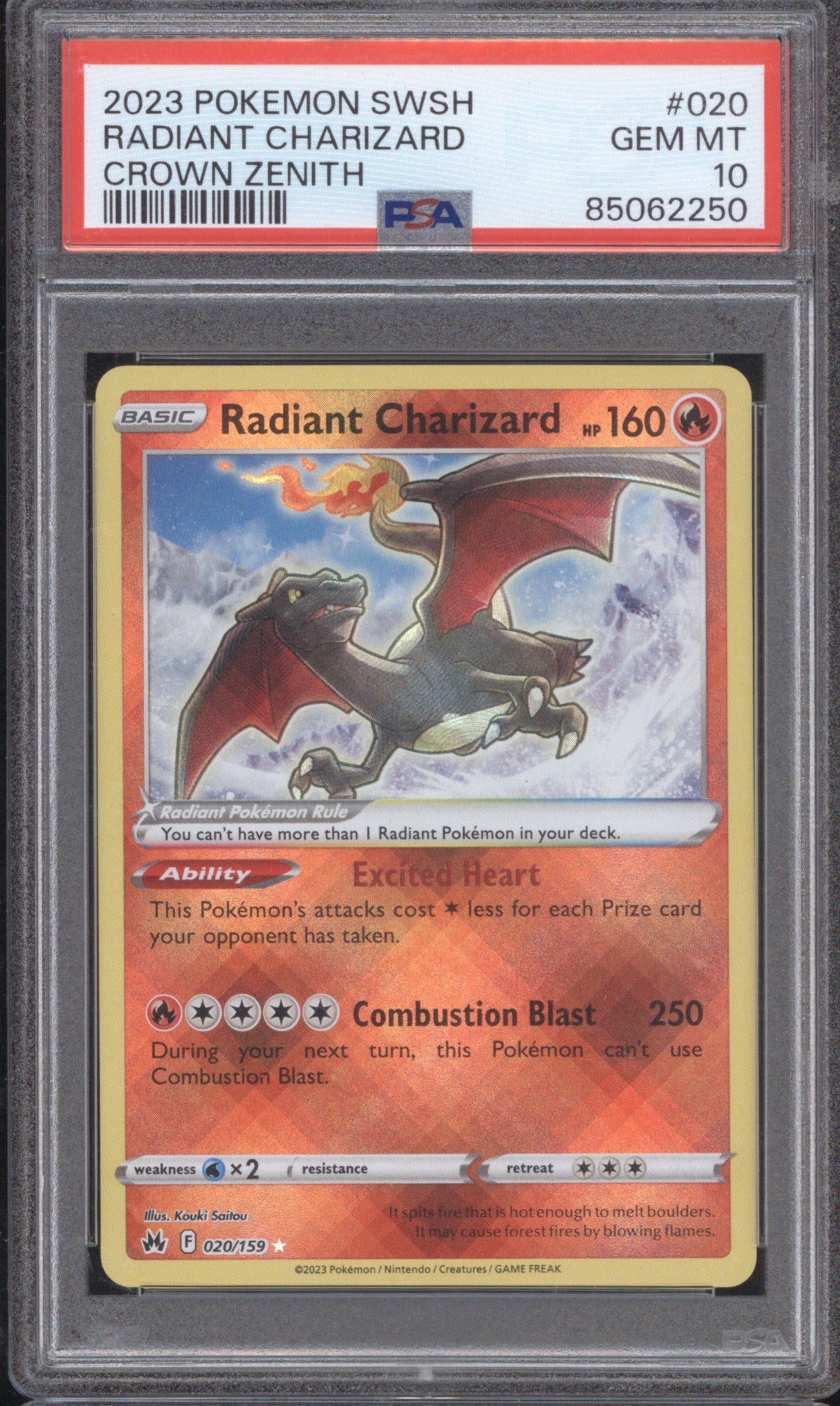 Radiant Charizard 2023 Pokemon Sword & Shield Crown Zenith 020 PSA 10