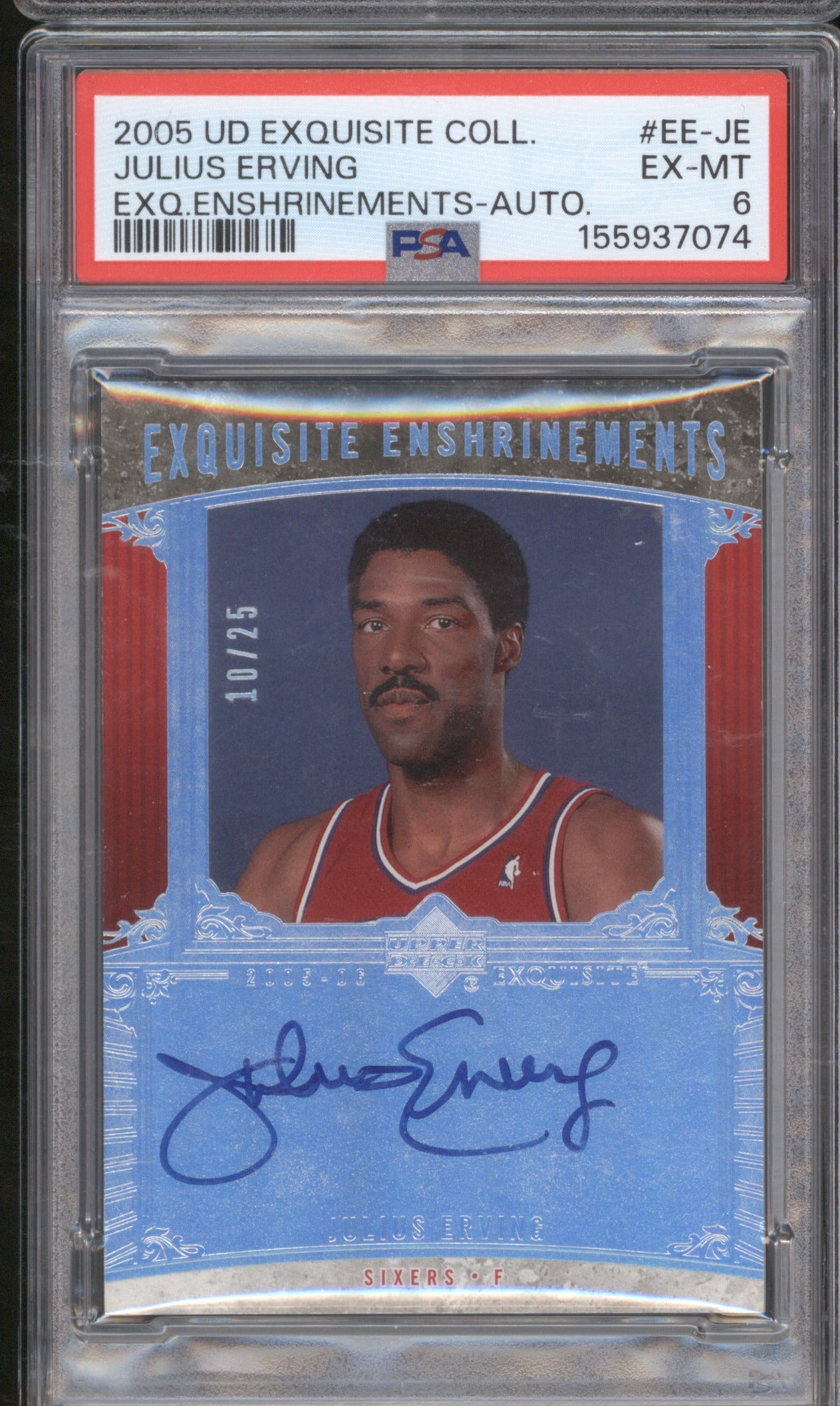 2005 Upper Deck Exquisite Collection Julius Erving Enshrinments Auto PSA 6 10/25