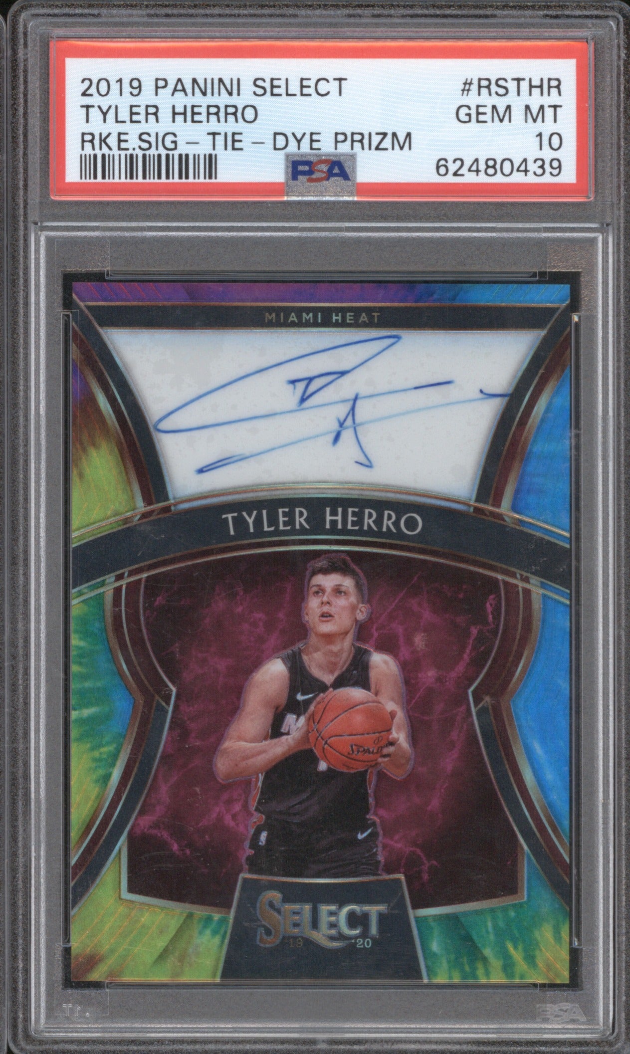 2019 Panini Select Tyler Herro Rookie Signatures Auto Tie-Dye Prizm PSA 10 07/25