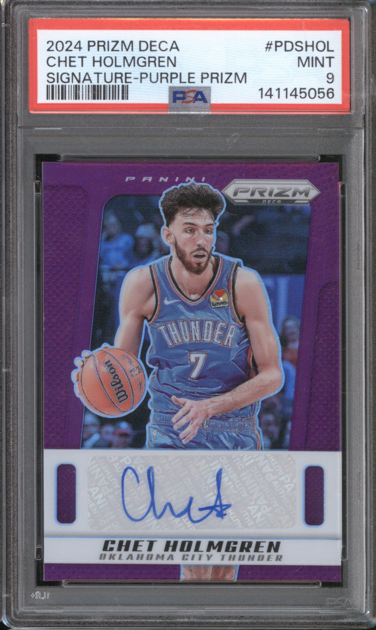 2024 Panini Prizm DECA Chet Holmgren Signature Auto Purple Prizm PSA 9 35/49