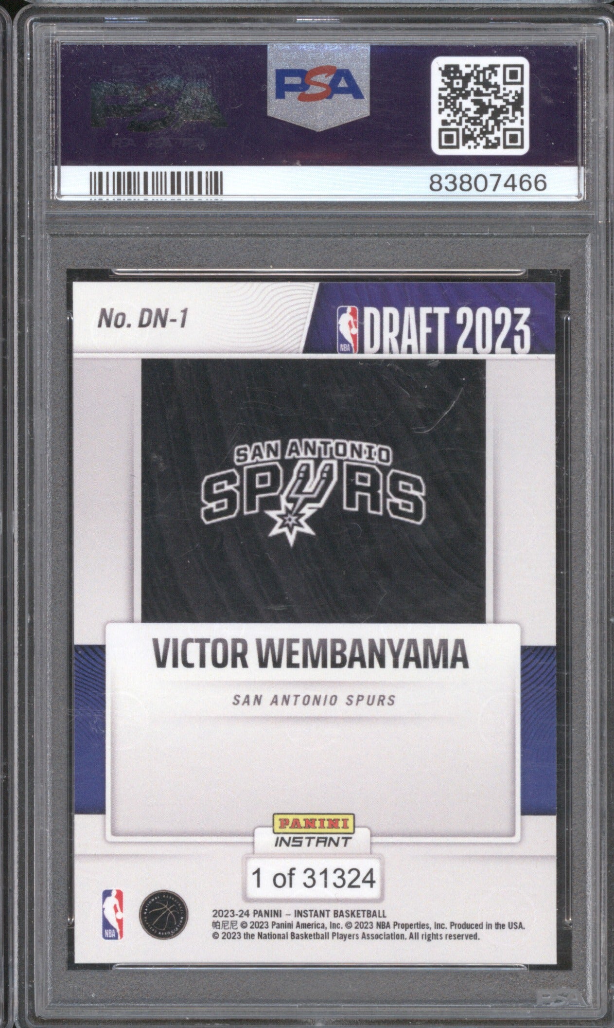2023 Panini Instant Victor Wembanyama Draft Night #DN1 PSA 10
