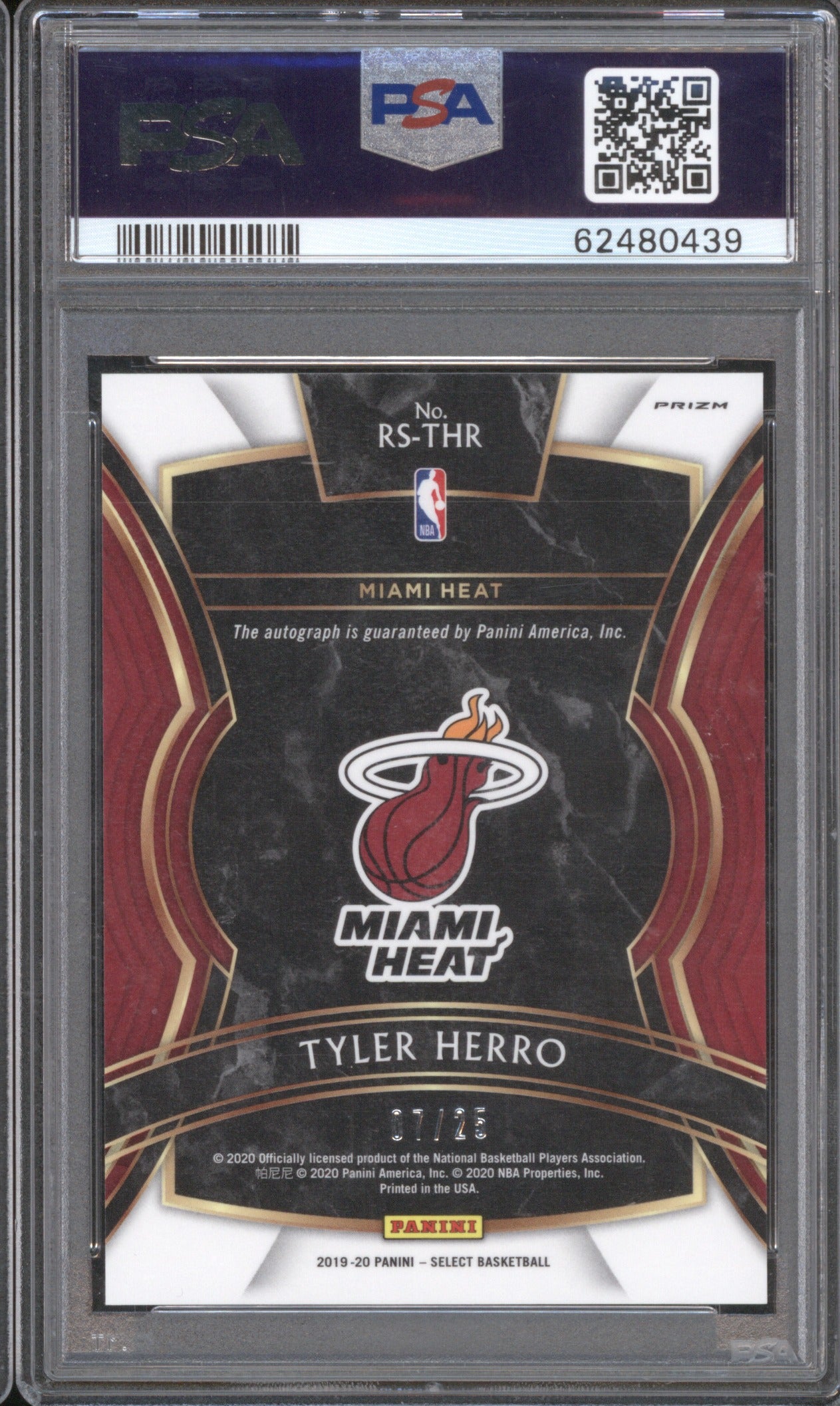 2019 Panini Select Tyler Herro Rookie Signatures Auto Tie-Dye Prizm PSA 10 07/25