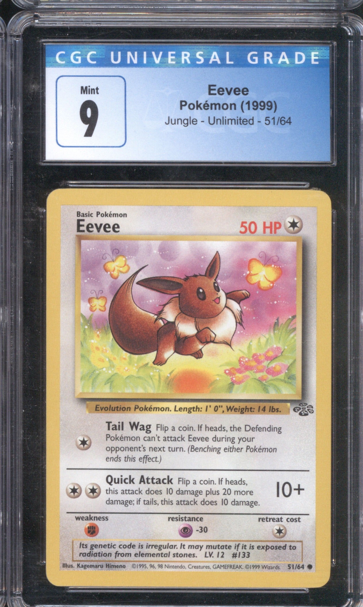 Eevee 1999 Wizards of the Coast Jungle 51/64 Unlimited CGC 9