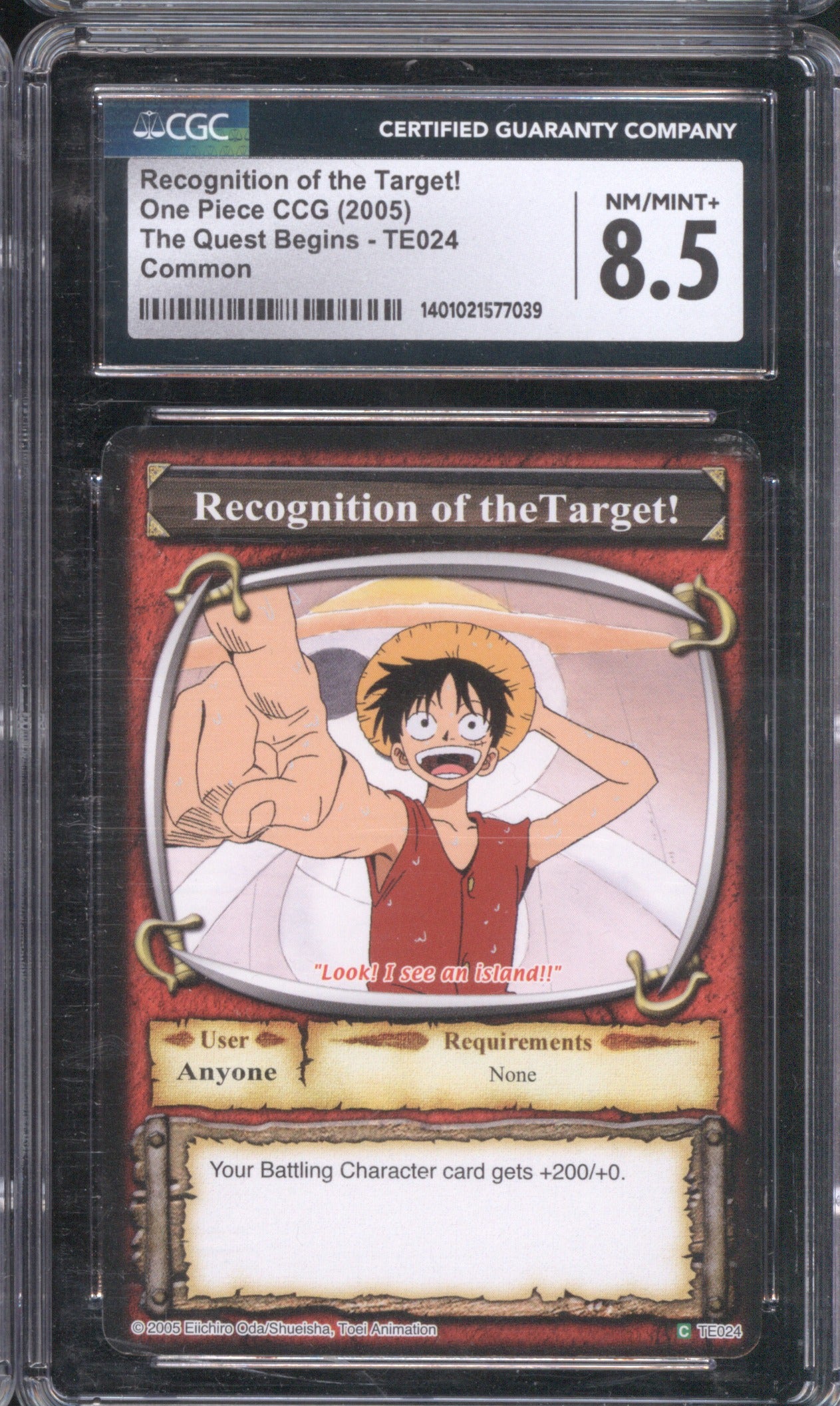 2005 One Piece The Quest Begins Recognition of The Target TE024 CGC 8.5