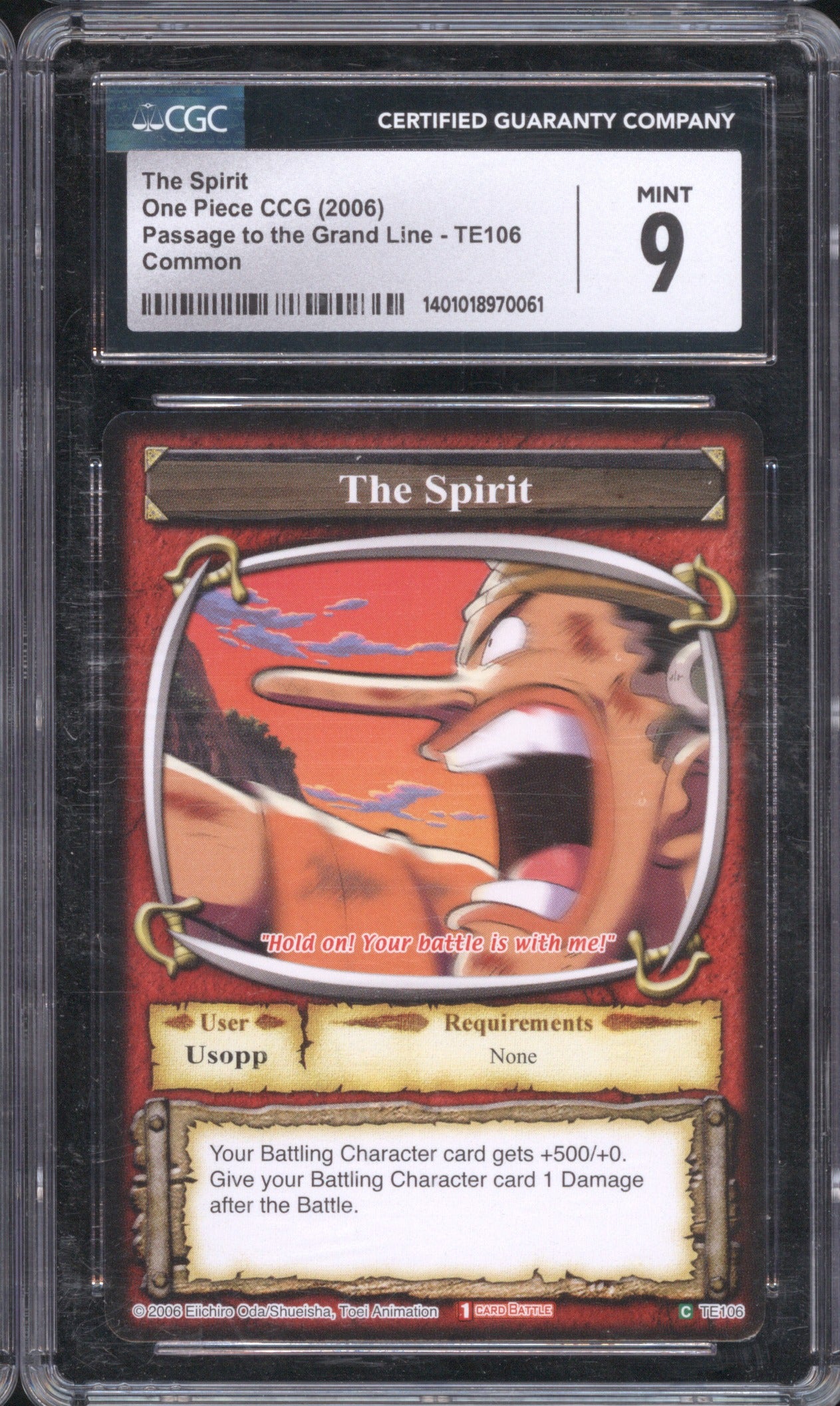 2006 Bandai One Piece Passage to the Grand Line The Spirit TE106 CGC 9
