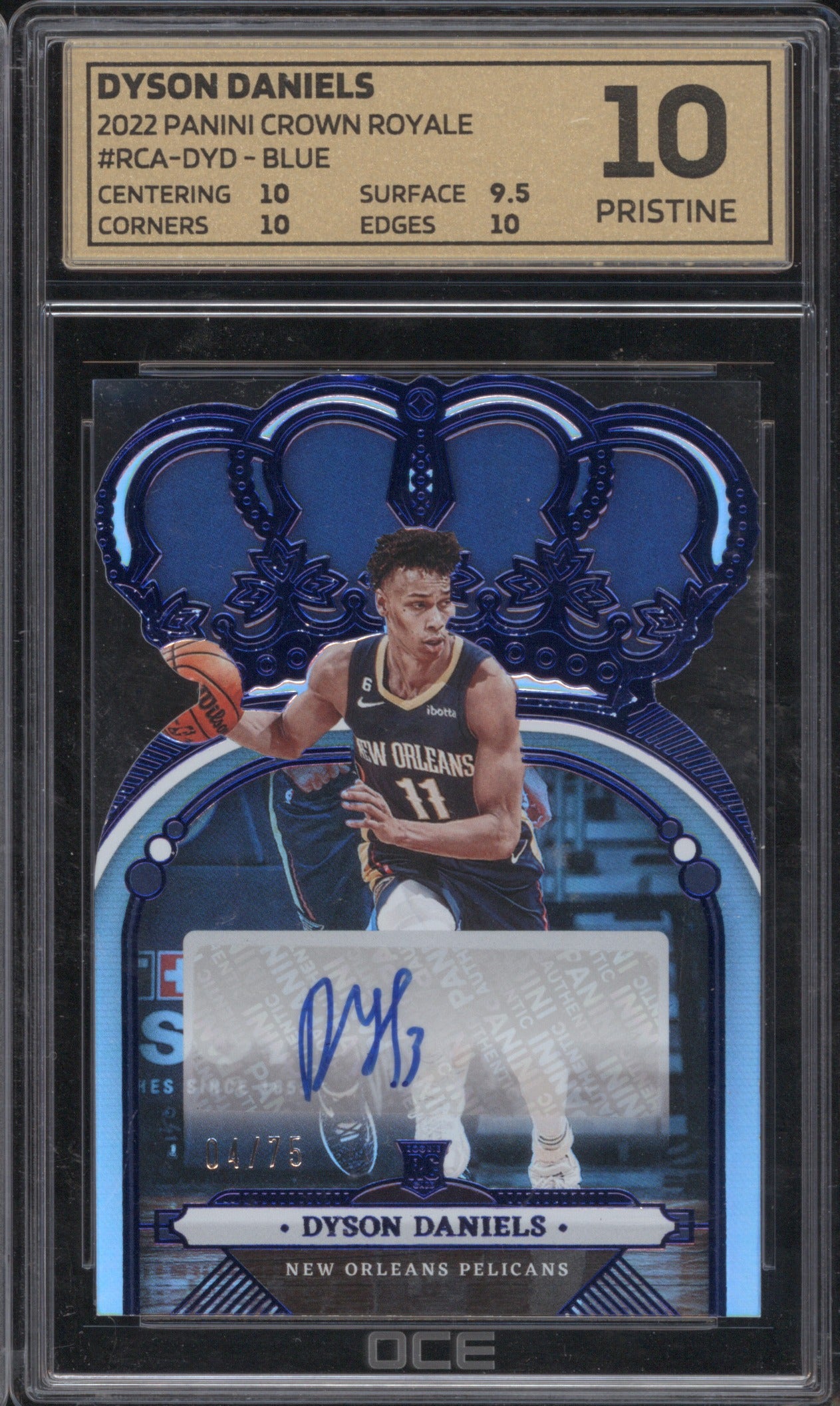 2022 Panini Crown Royale Dyson Daniels Blue RC Auto 4/75 OCE 10 Pristine