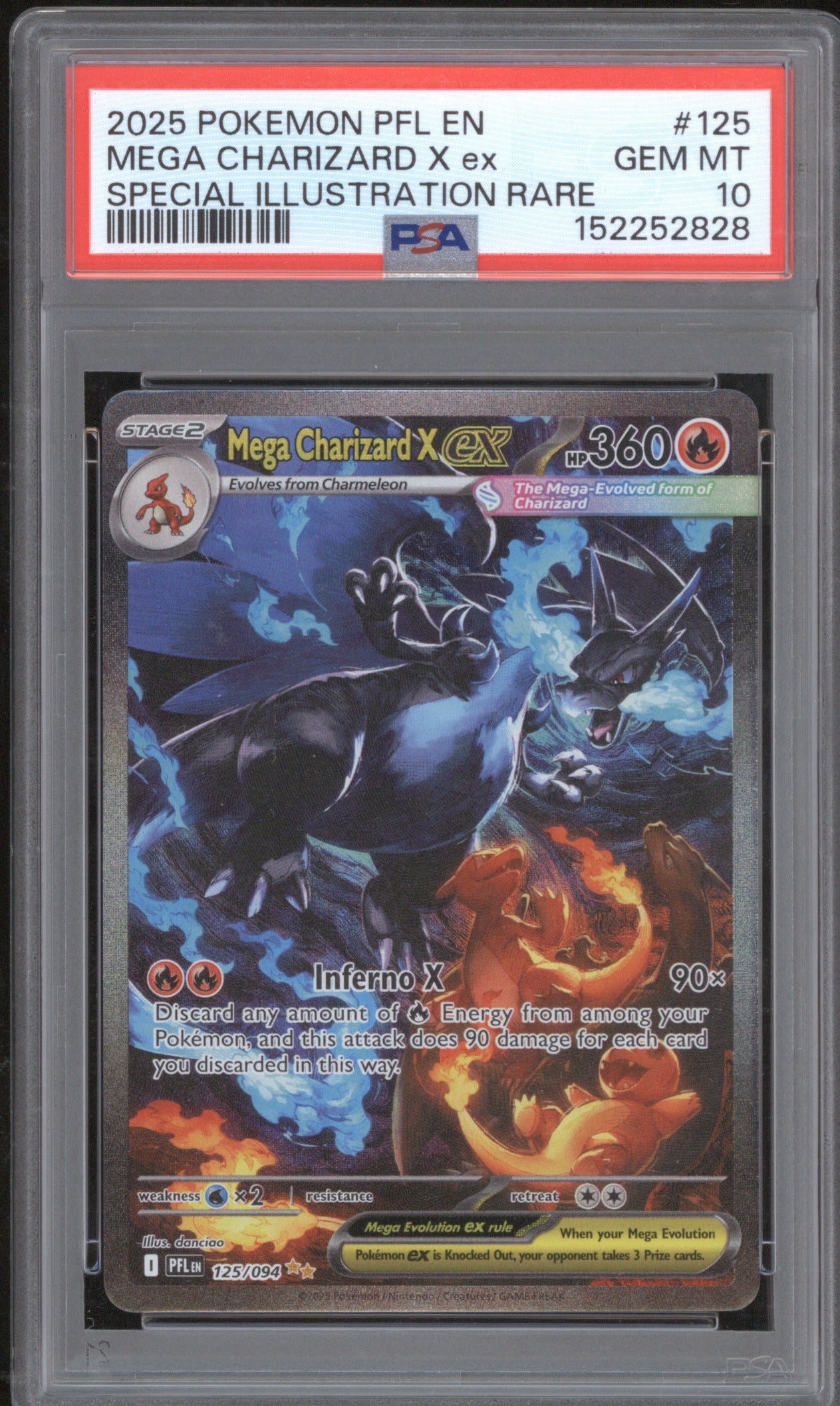 2025 Pokemon Phantasmal Flames 125 Mega Charizard X ex SIR PSA 10