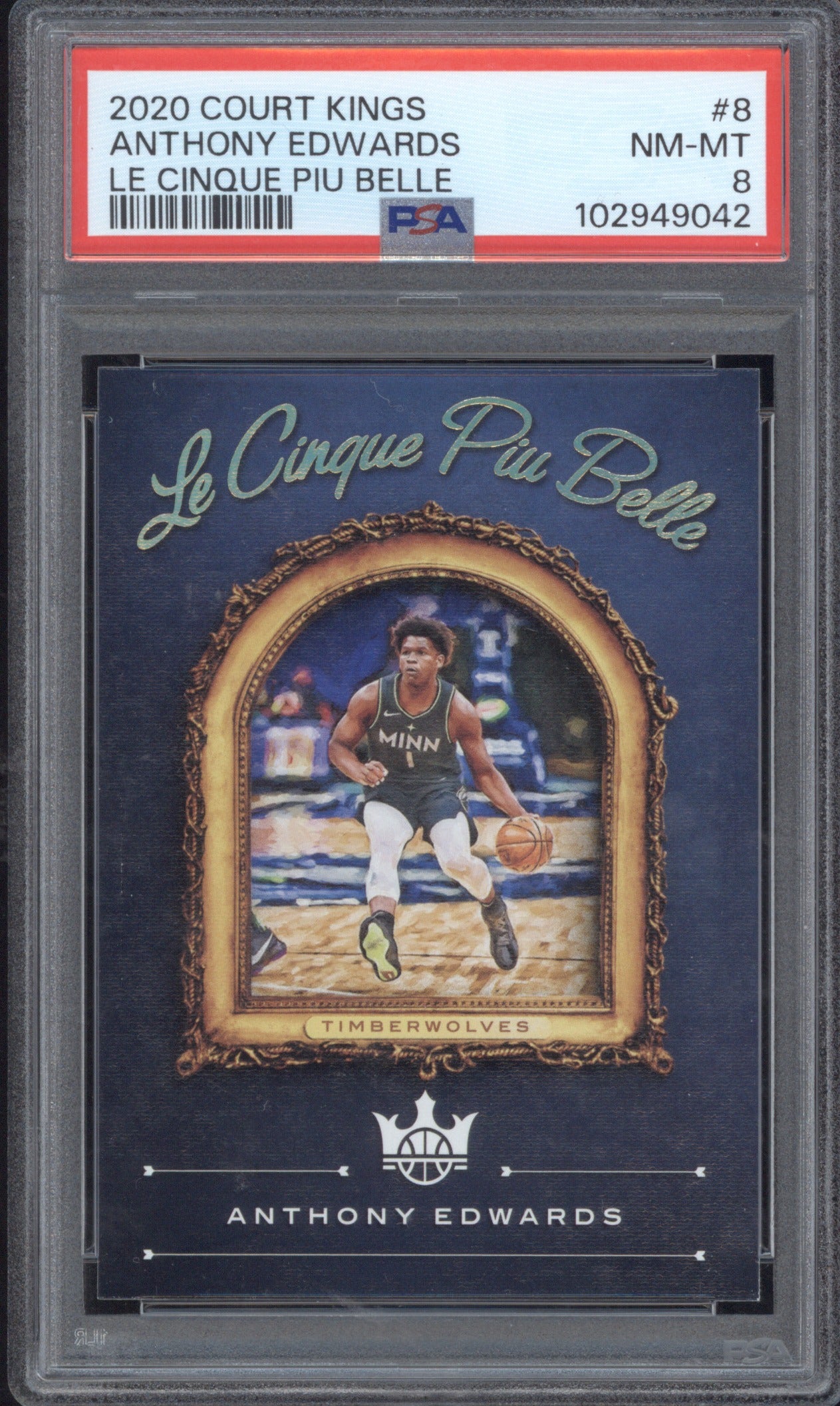 Anthony Edwards 2020 Panini Court Kings 8 Le Cinque Piu Belle PSA 8