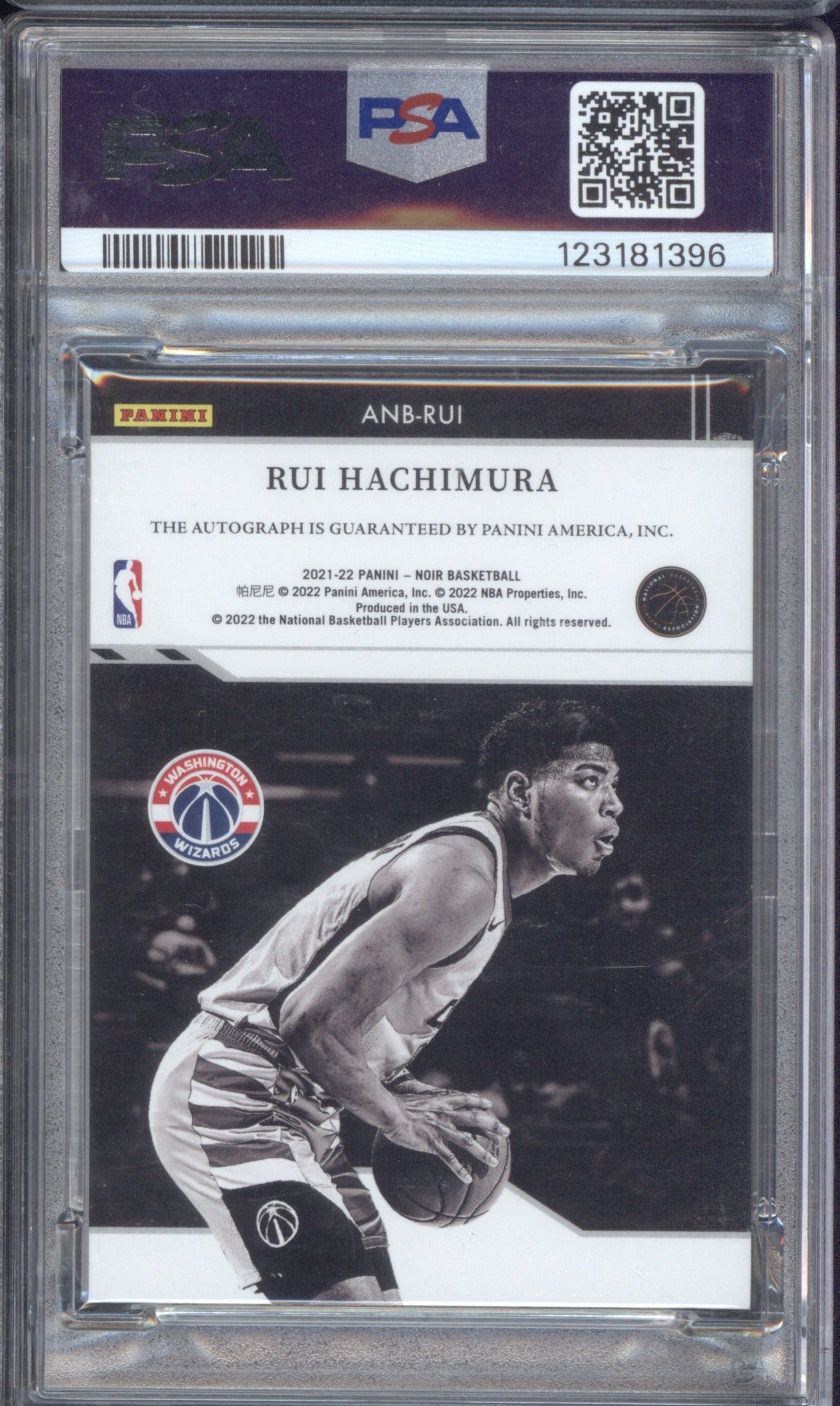 Rui Hachimura 2021 Panini Noir ANB-RUI Noir Auto Black and White 47/99 PSA 6