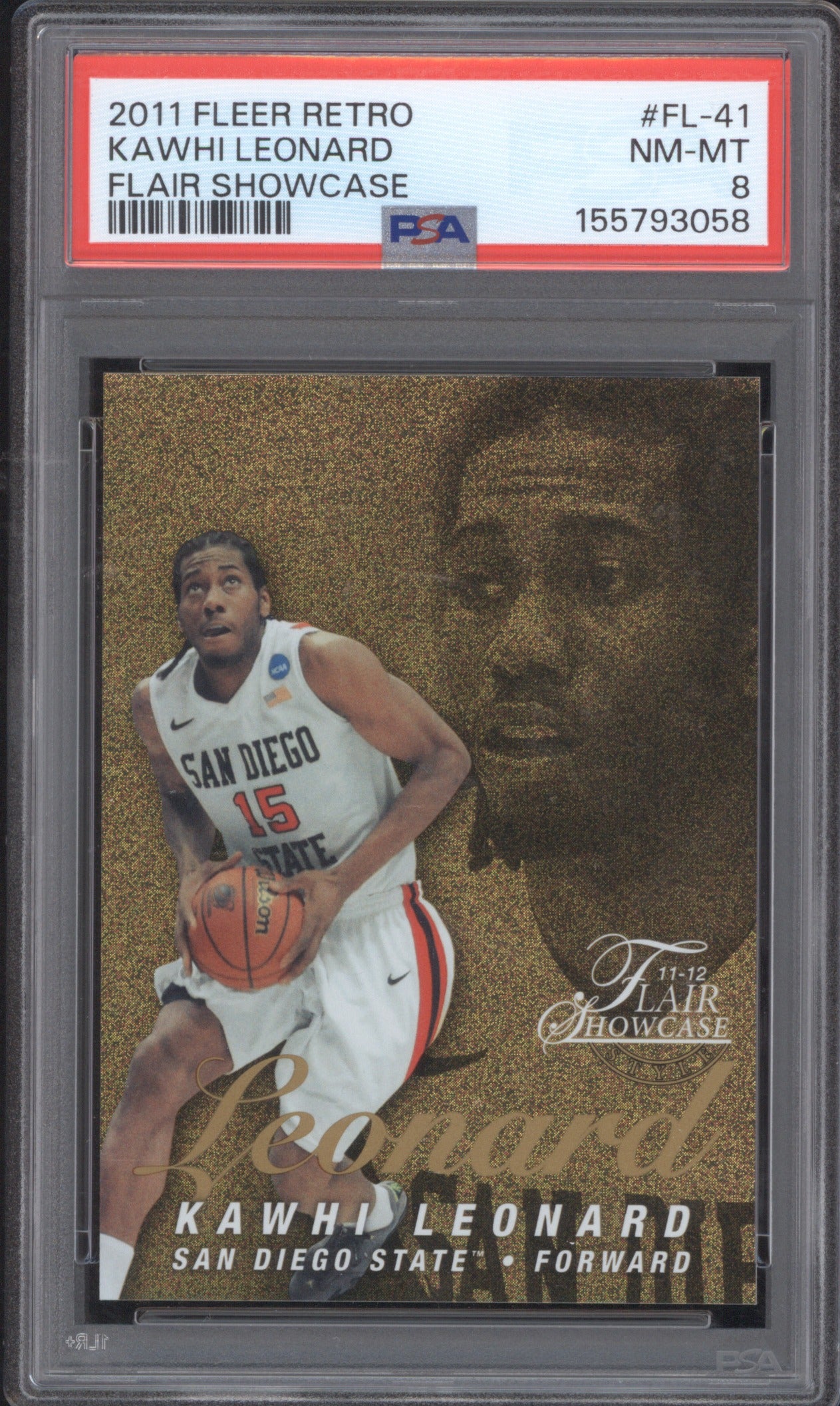 Kawhi Leonard 2011 Fleer Retro Flair Showcase FL-41 Rookie RC /150 PSA 8