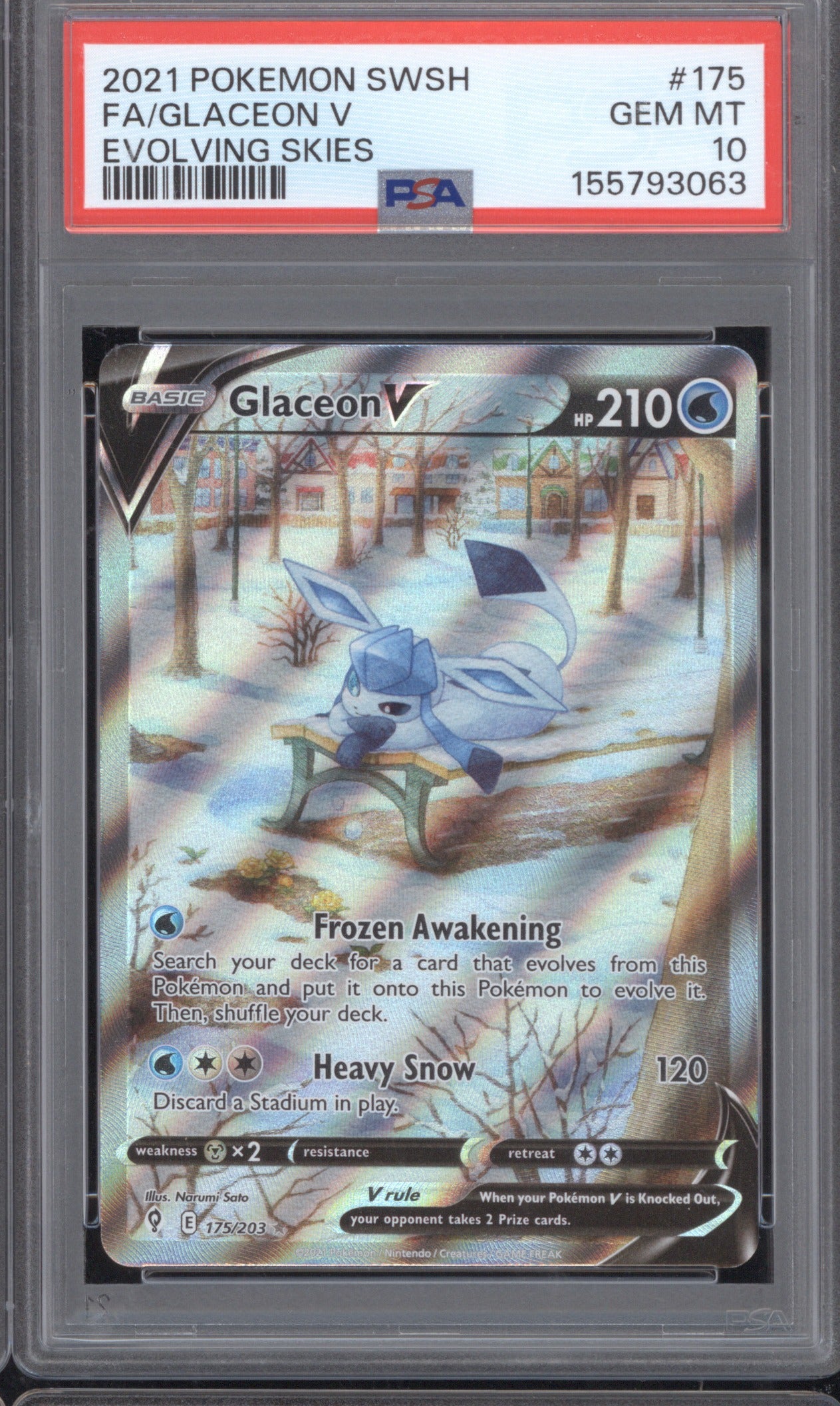Glaceon V 2021 Pokémon Evolving Skies #175 Full Art PSA 10