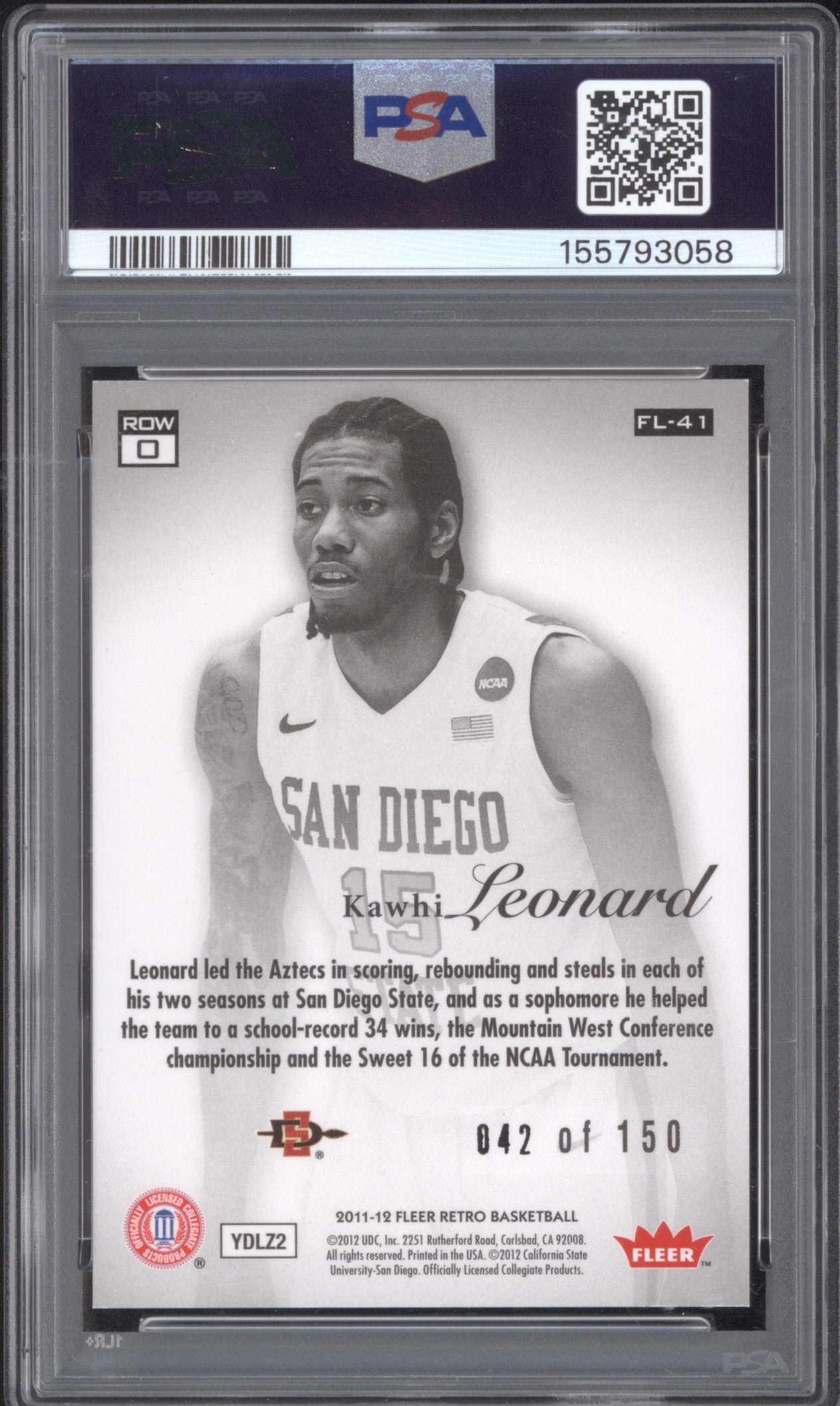 Kawhi Leonard 2011 Fleer Retro Flair Showcase FL-41 Rookie RC /150 PSA 8