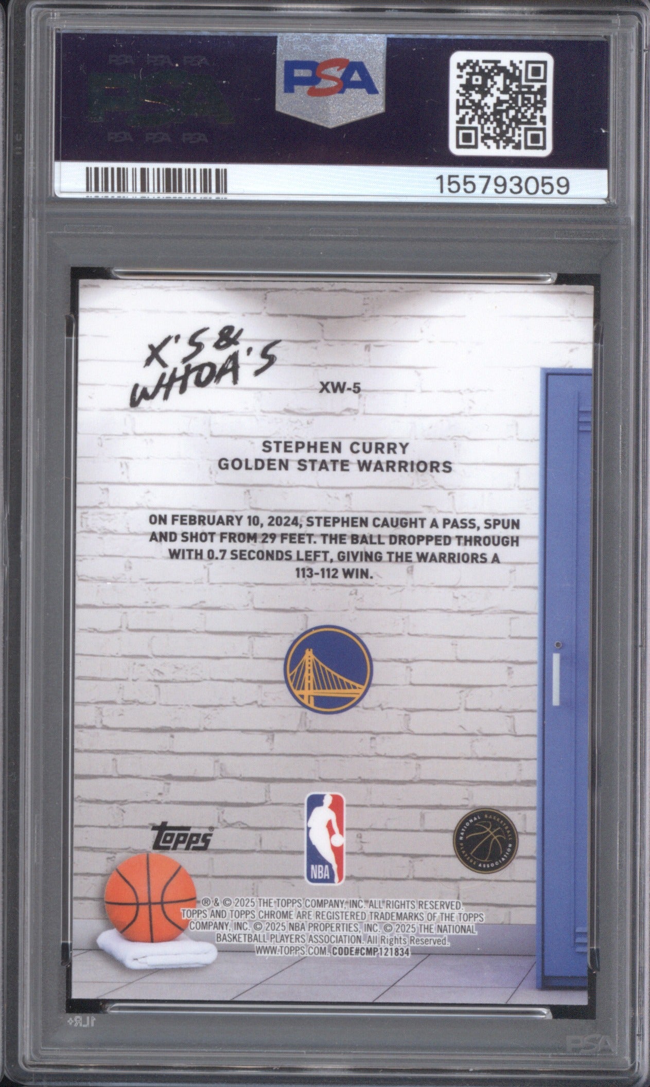 Stephen Curry 2025 Topps Chrome X's and Whoa's XW-5 Aqua Refractor /199 PSA 10
